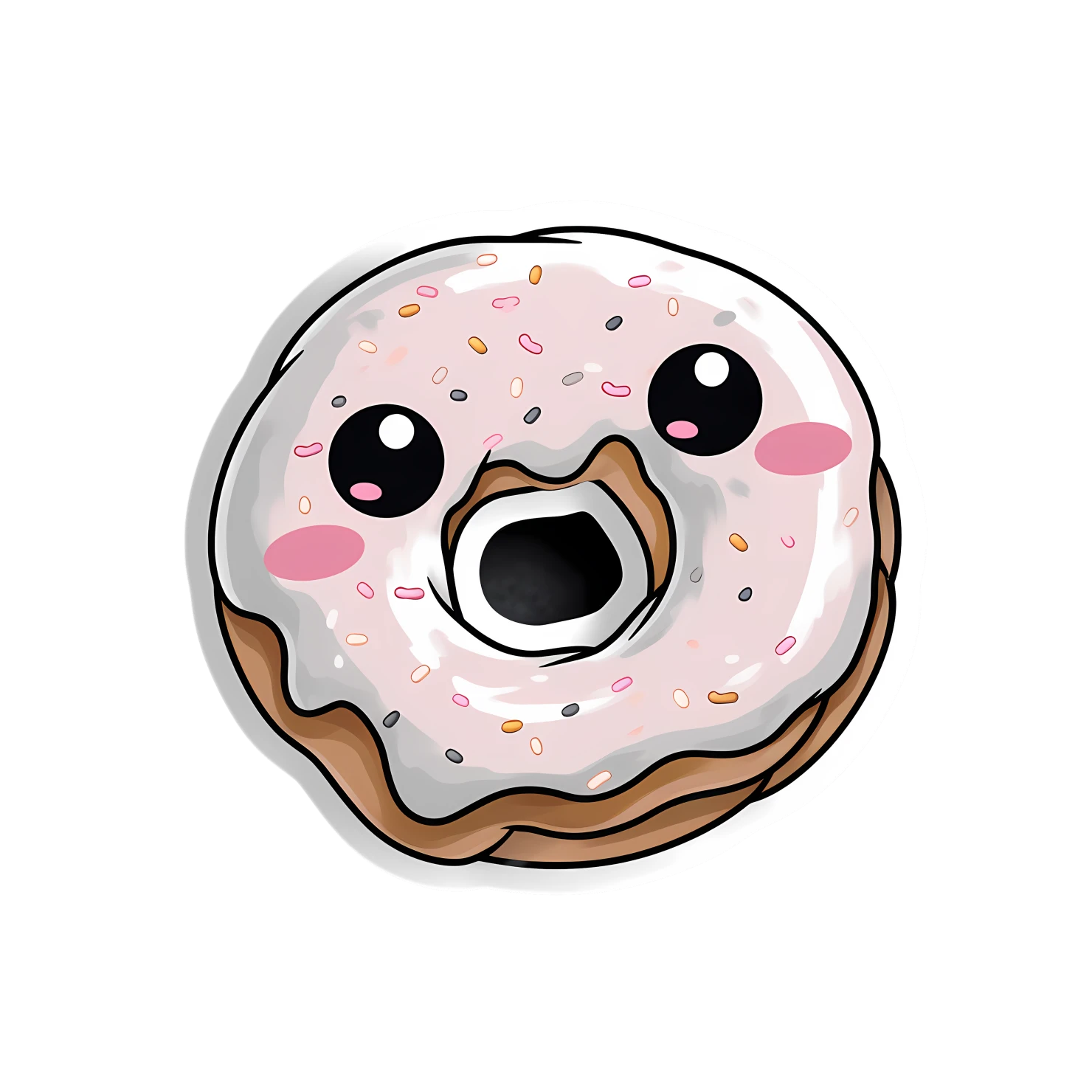 Kawaii blushing donut sticker isolated on transparent background #27412