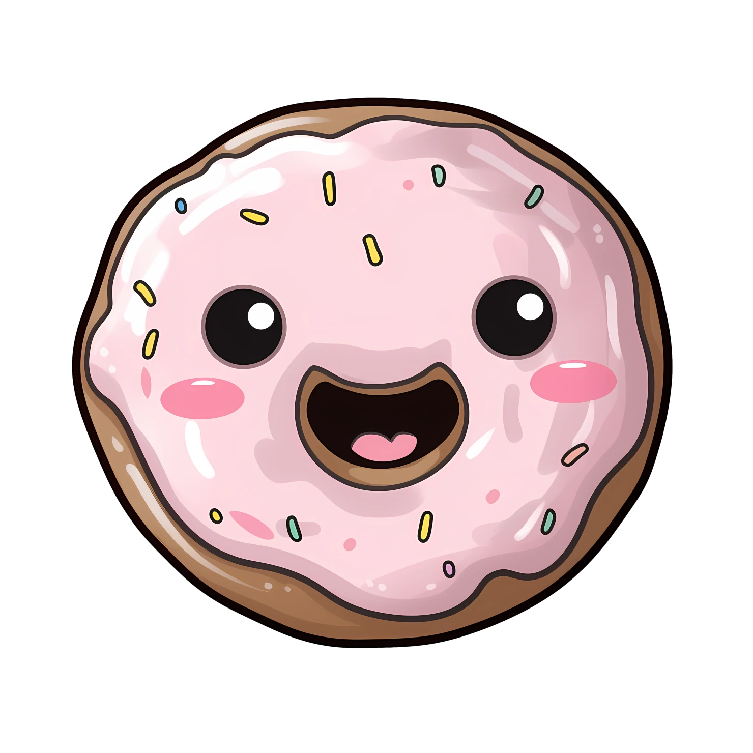 Kawaii blushing donut sticker isolated on transparent background #27413