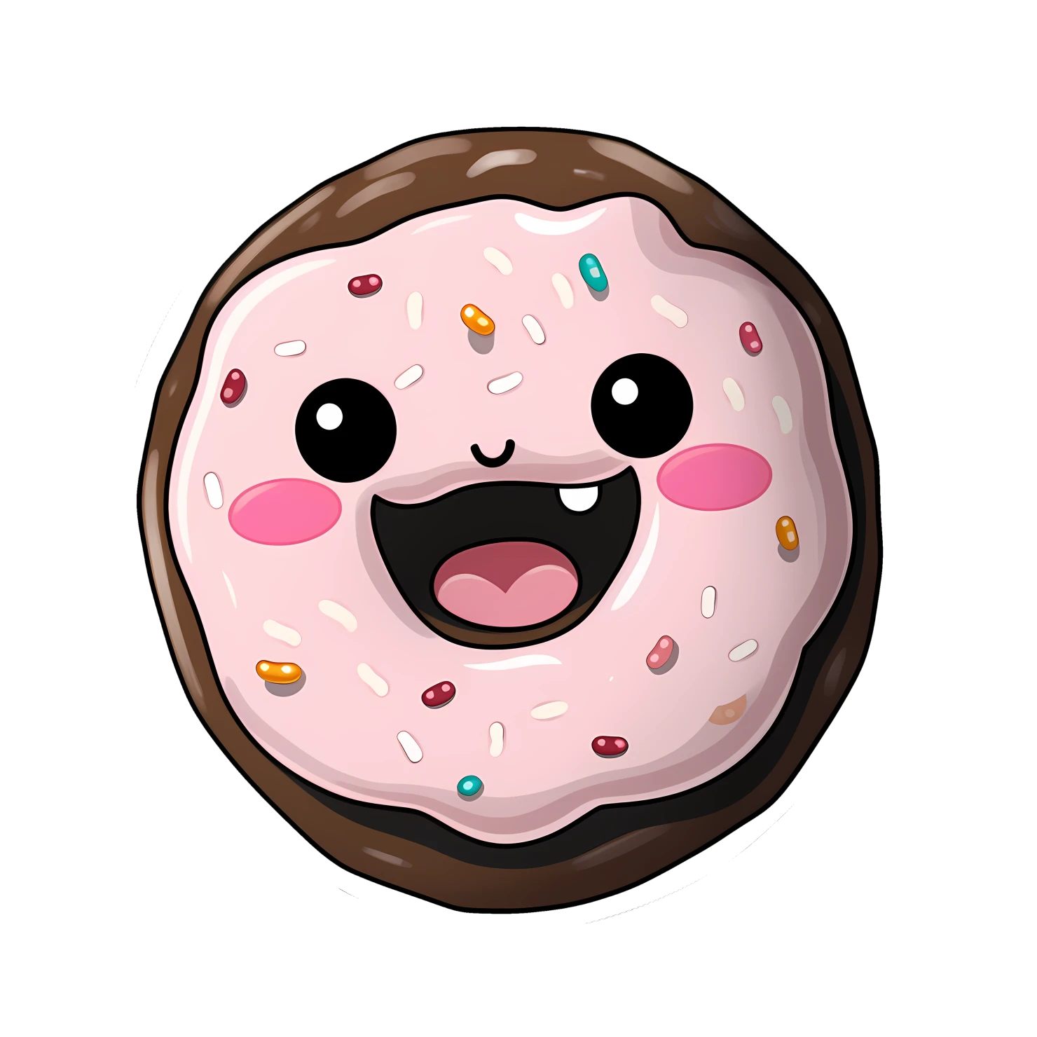 Kawaii blushing donut sticker isolated on transparent background #27415