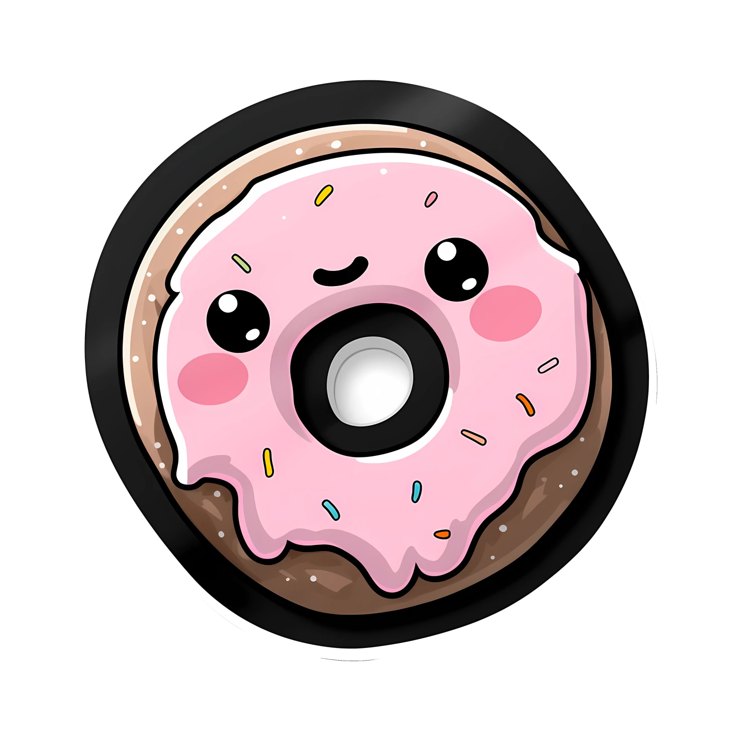 Kawaii blushing donut sticker isolated on transparent background #27417