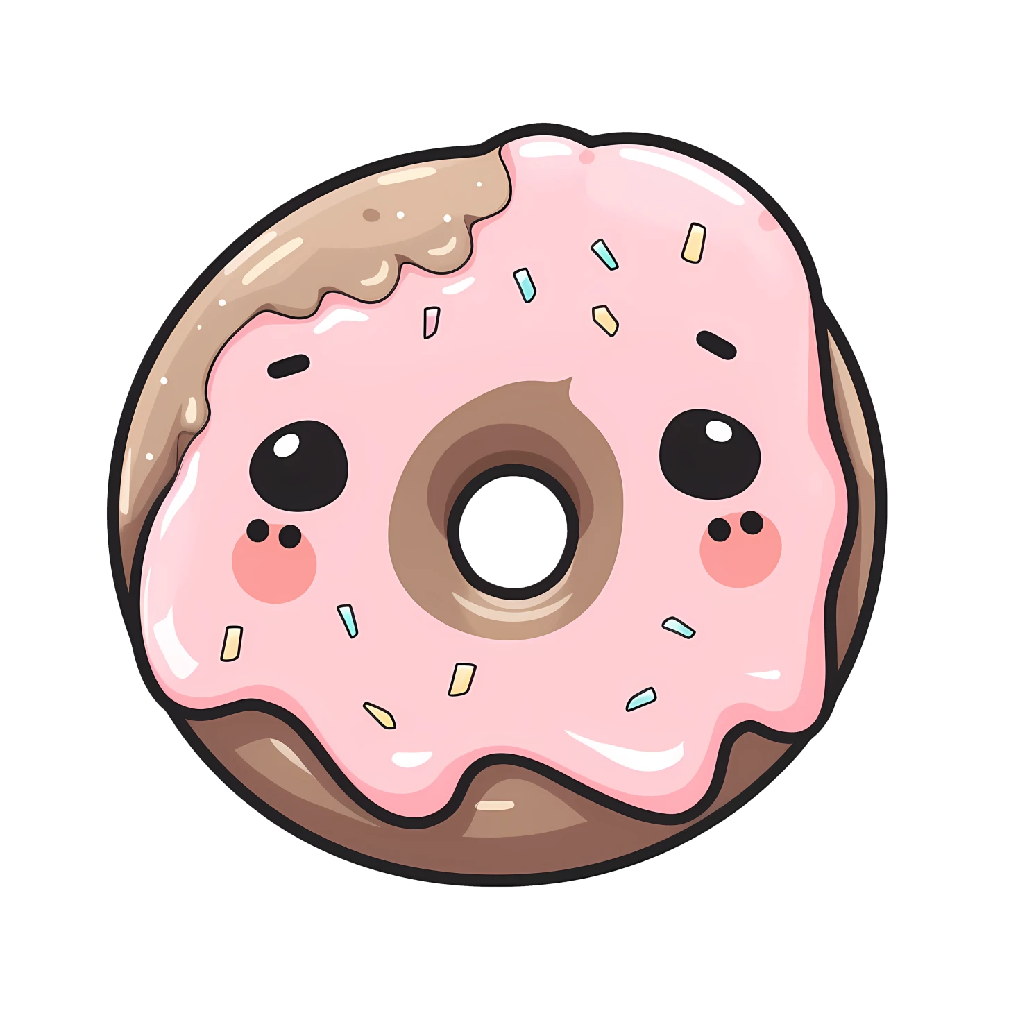 Kawaii blushing donut sticker isolated on transparent background #27418