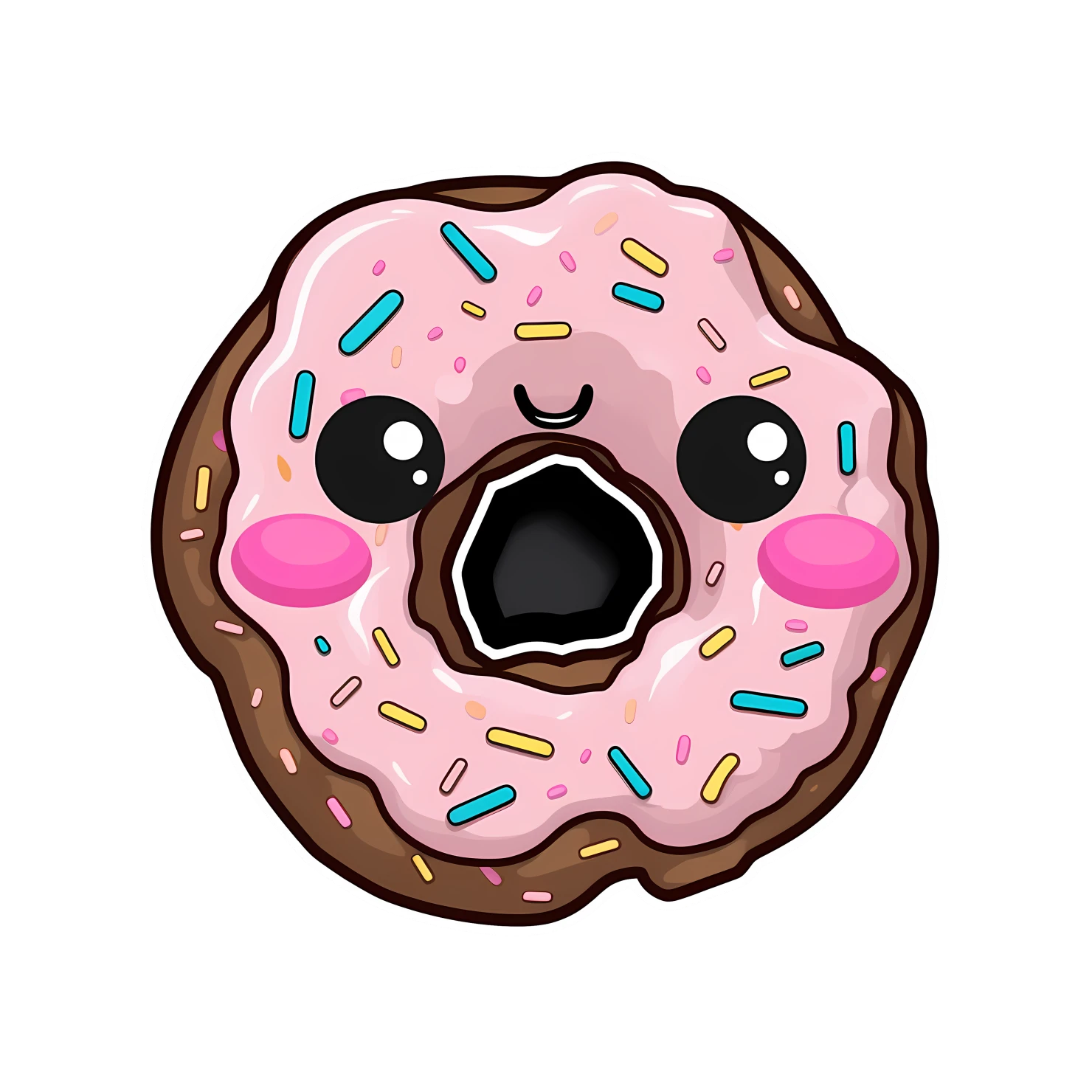 Kawaii blushing donut sticker isolated on transparent background #27419