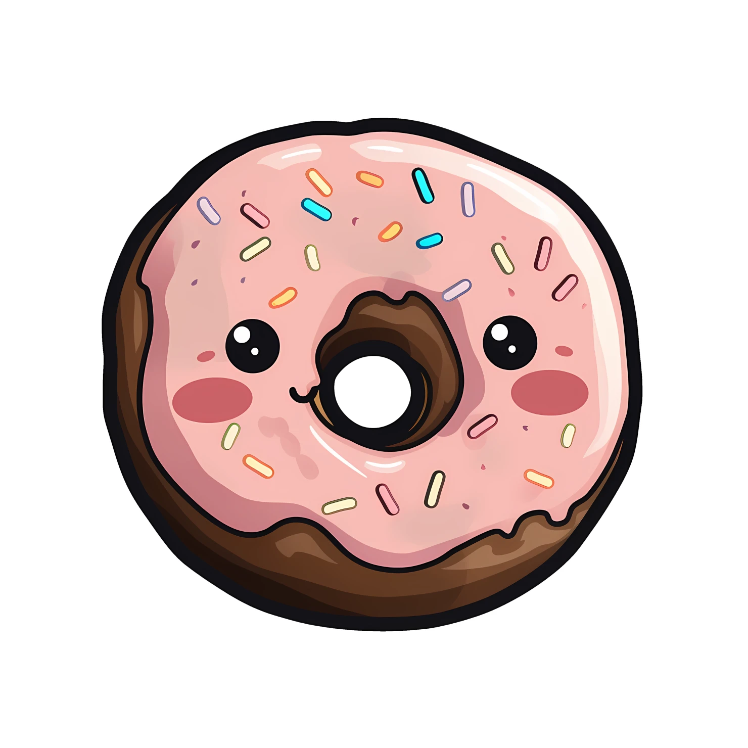 Kawaii blushing donut sticker isolated on transparent background #27420