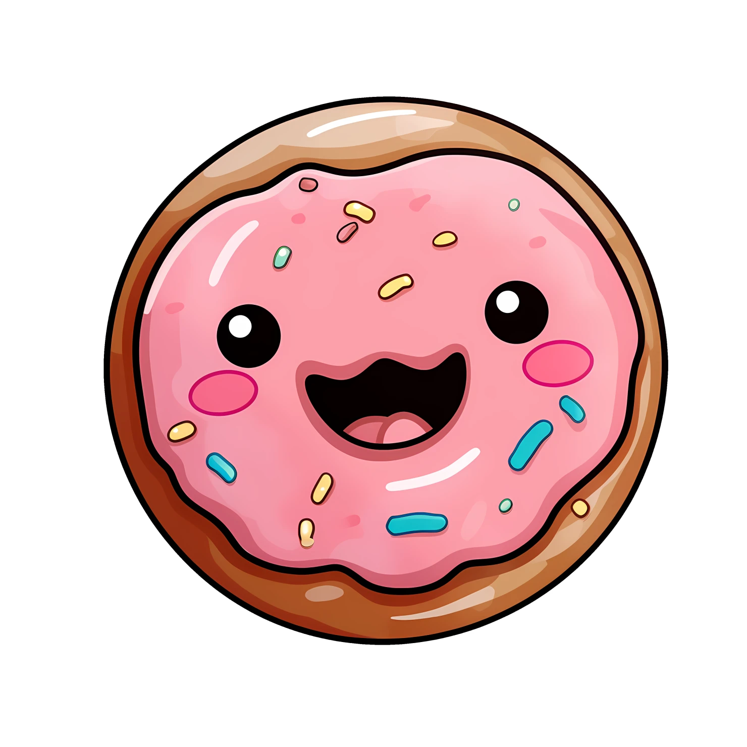 Kawaii blushing donut sticker isolated on transparent background #27422