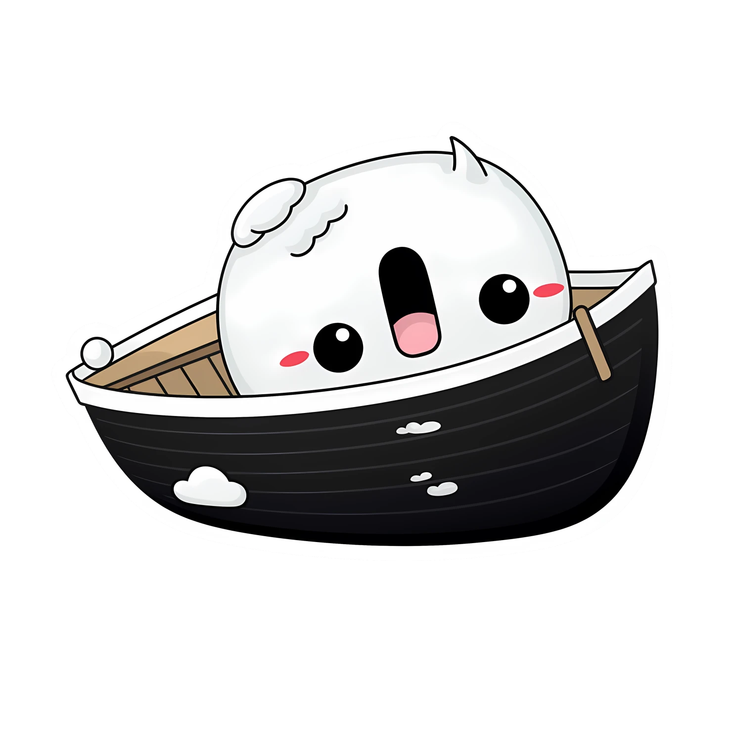 Kawaii boat sticker isolated on transparent background #27424