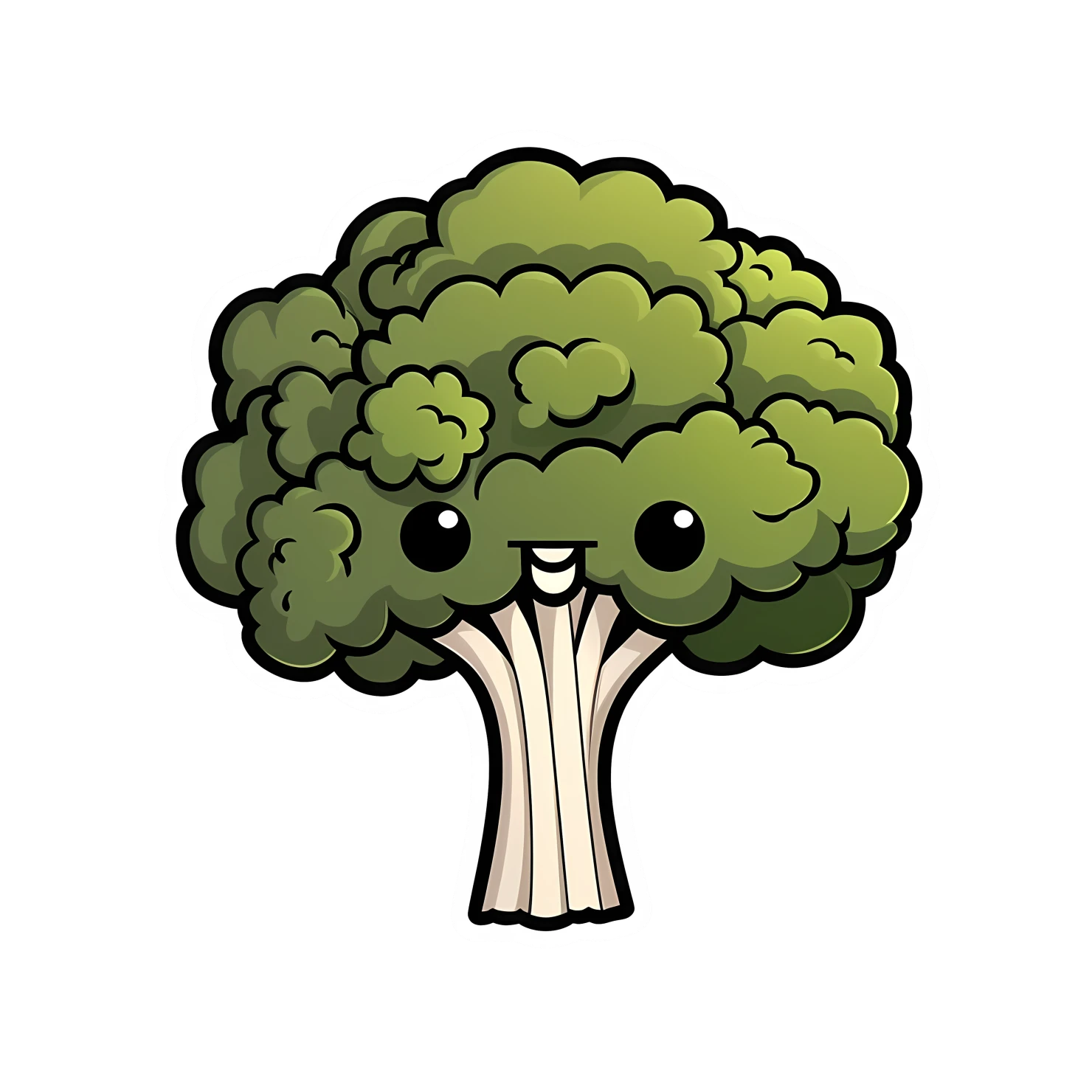 Kawaii broccoli sticker isolated on transparent background #27427