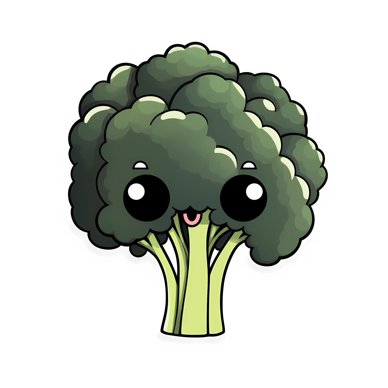 Kawaii broccoli sticker isolated on transparent background #27429