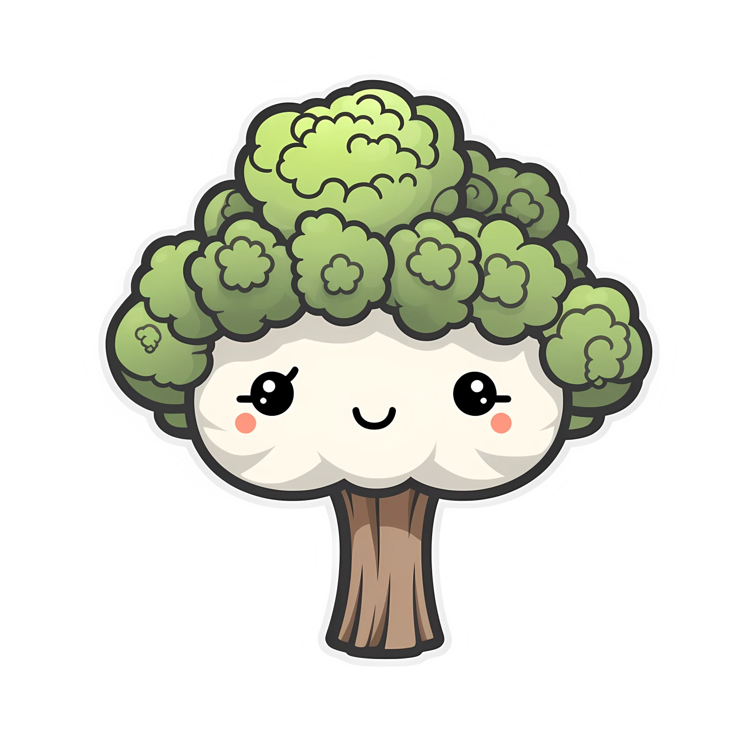 Kawaii broccoli sticker isolated on transparent background #27431