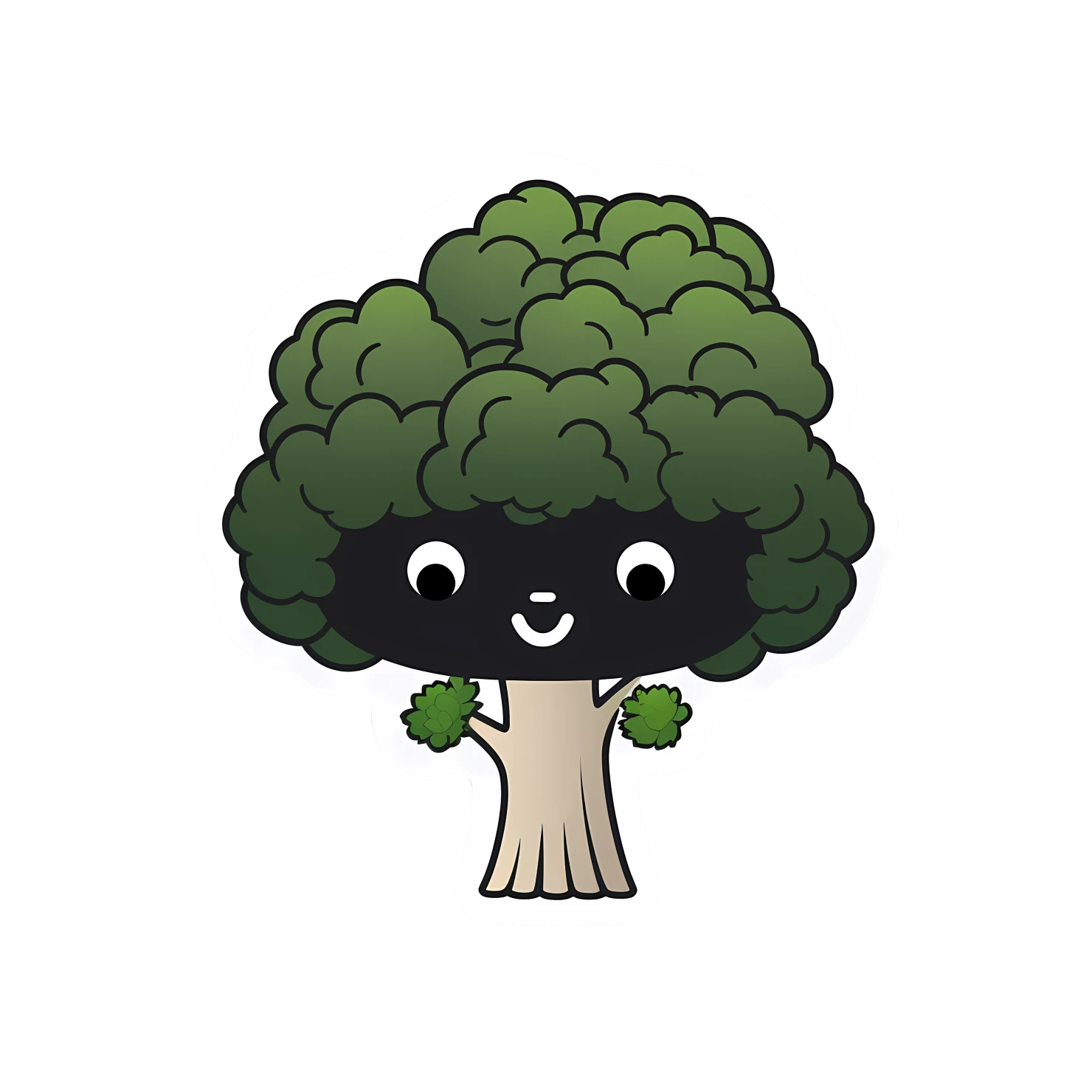 Kawaii broccoli sticker isolated on transparent background #27434