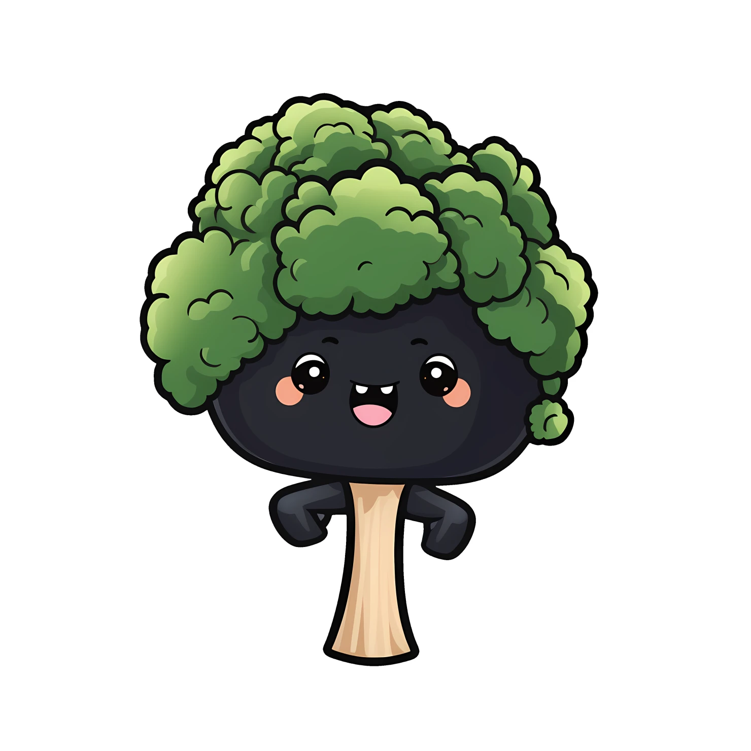 Kawaii broccoli sticker isolated on transparent background #27435