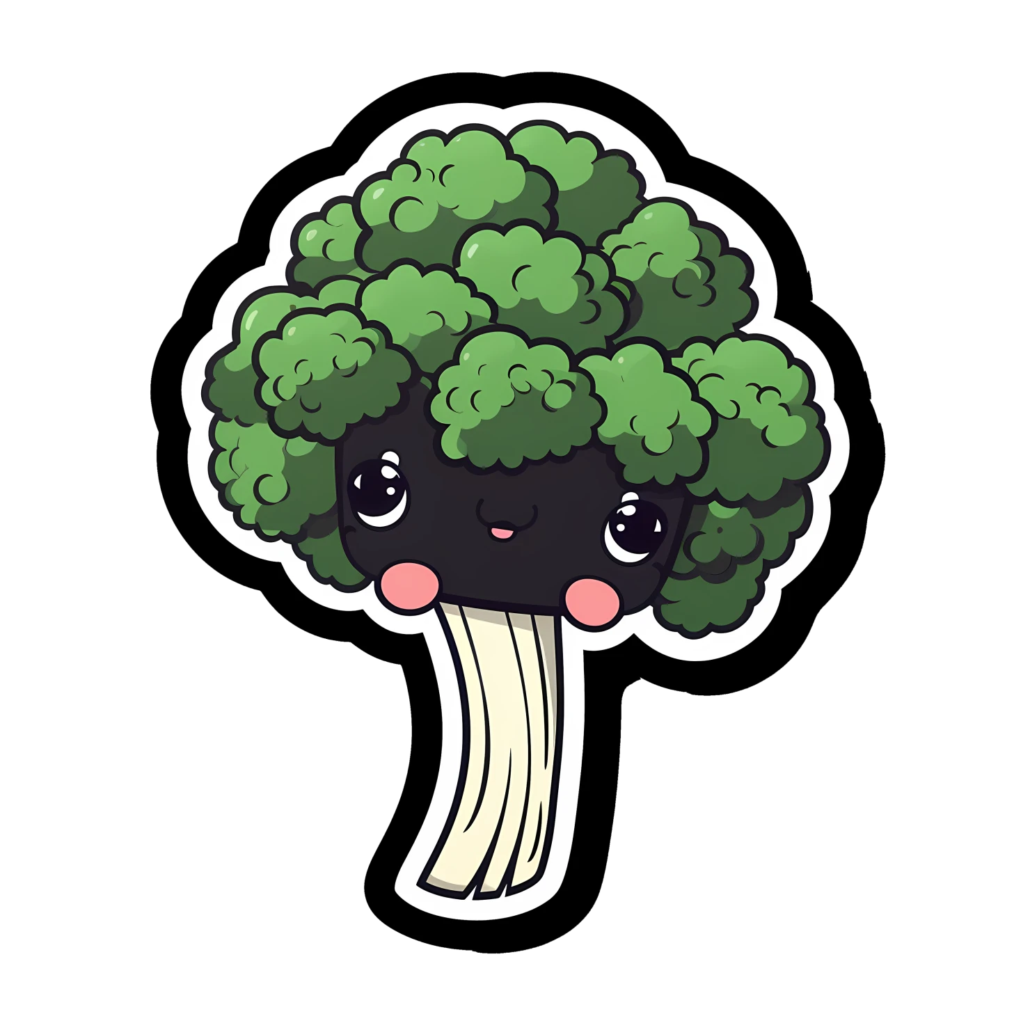 Kawaii broccoli sticker isolated on transparent background #27436