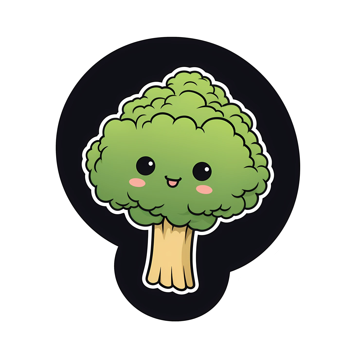 Kawaii broccoli sticker isolated on transparent background #27440