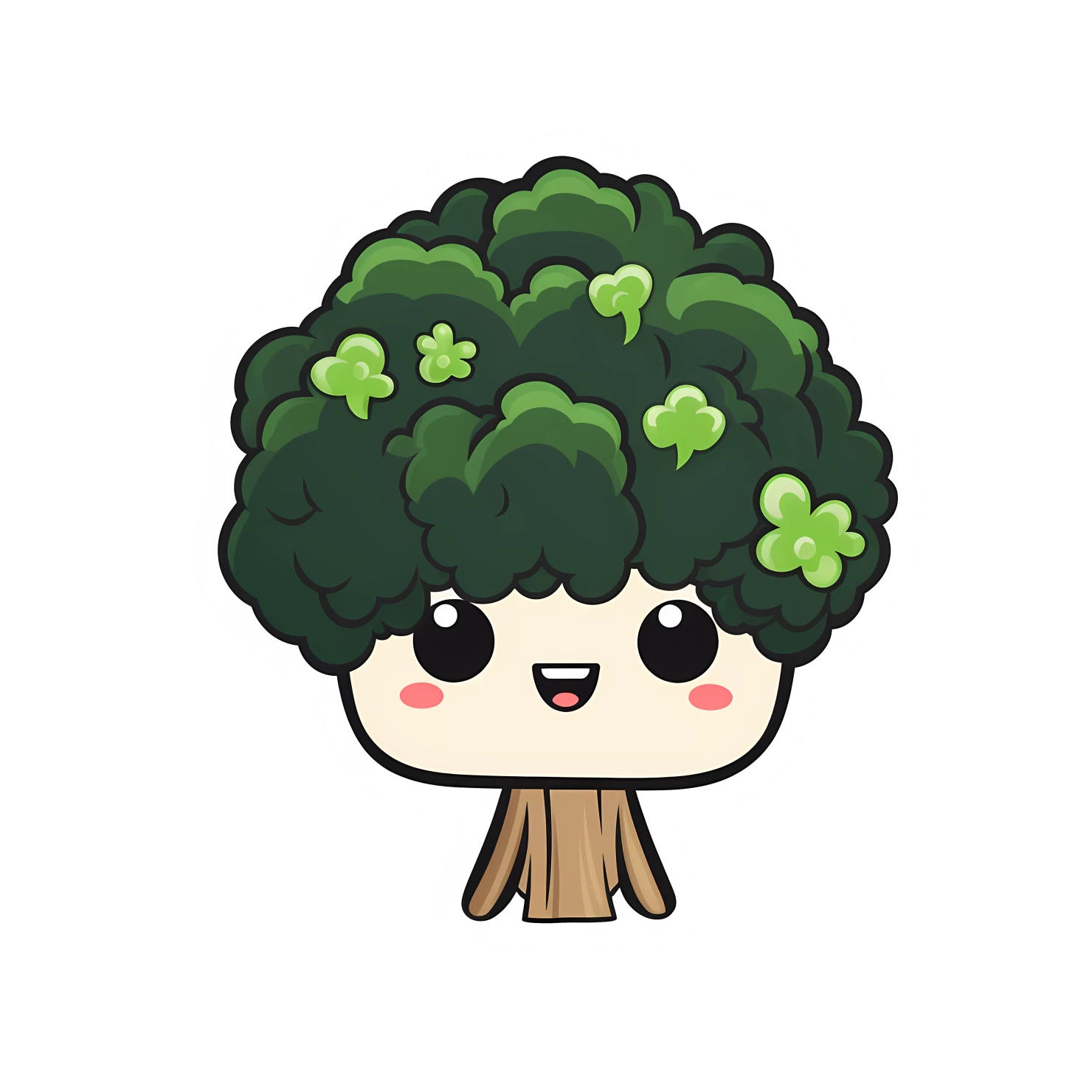 Kawaii broccoli sticker isolated on transparent background #27441