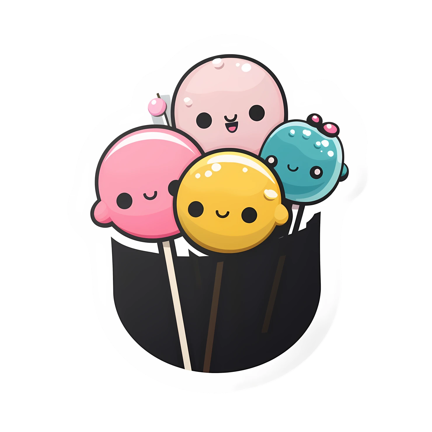Kawaii cake pop sticker isolated on transparent background #27447