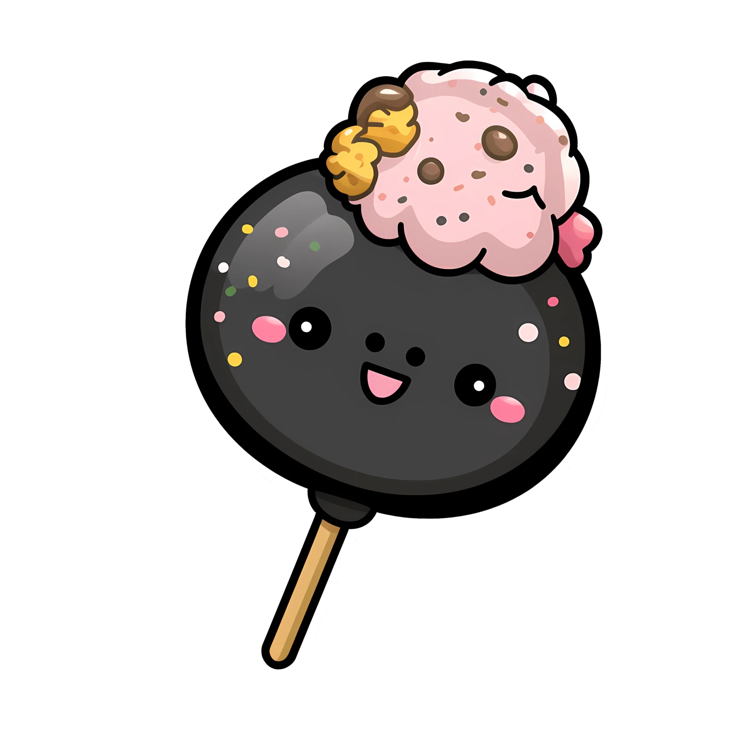 Kawaii cake pop sticker isolated on transparent background #27449