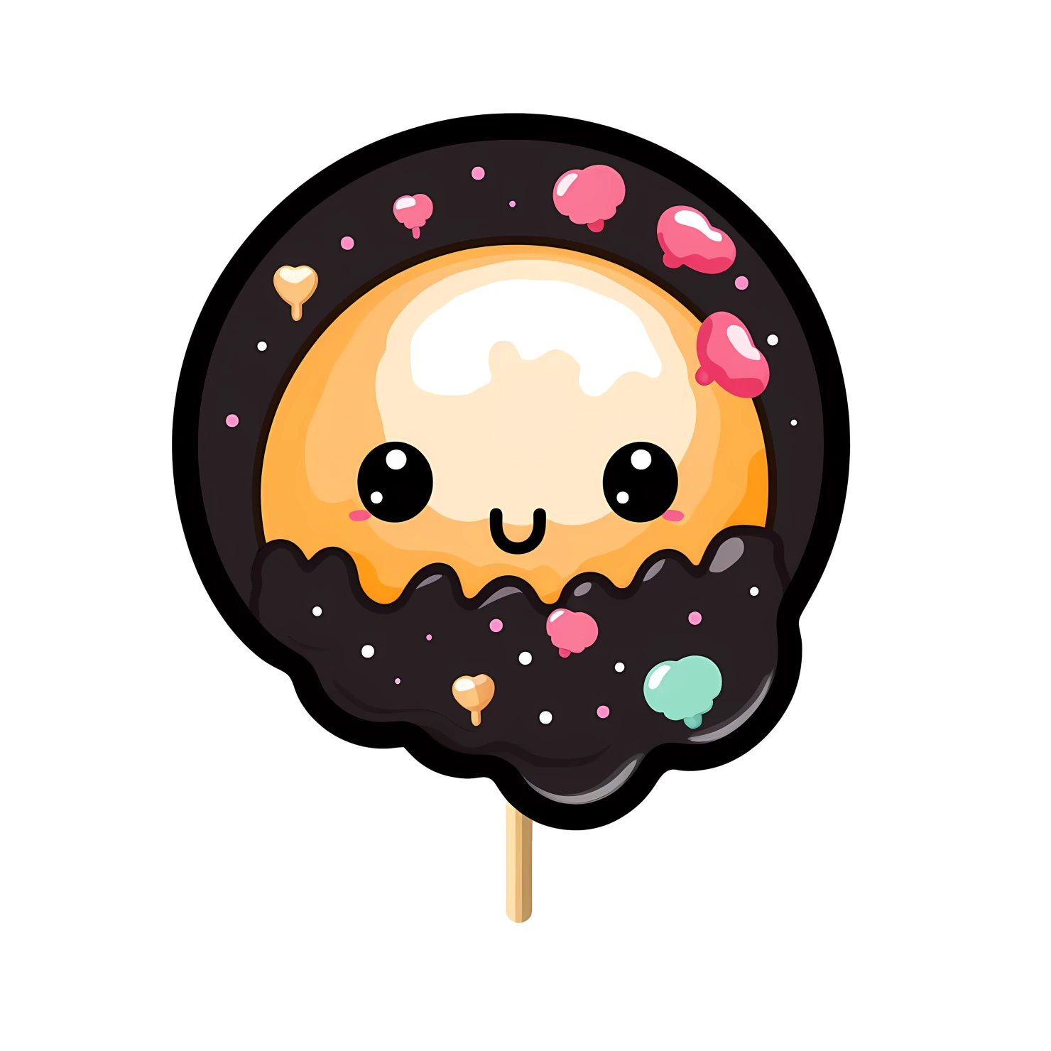Kawaii cake pop sticker isolated on transparent background #27453