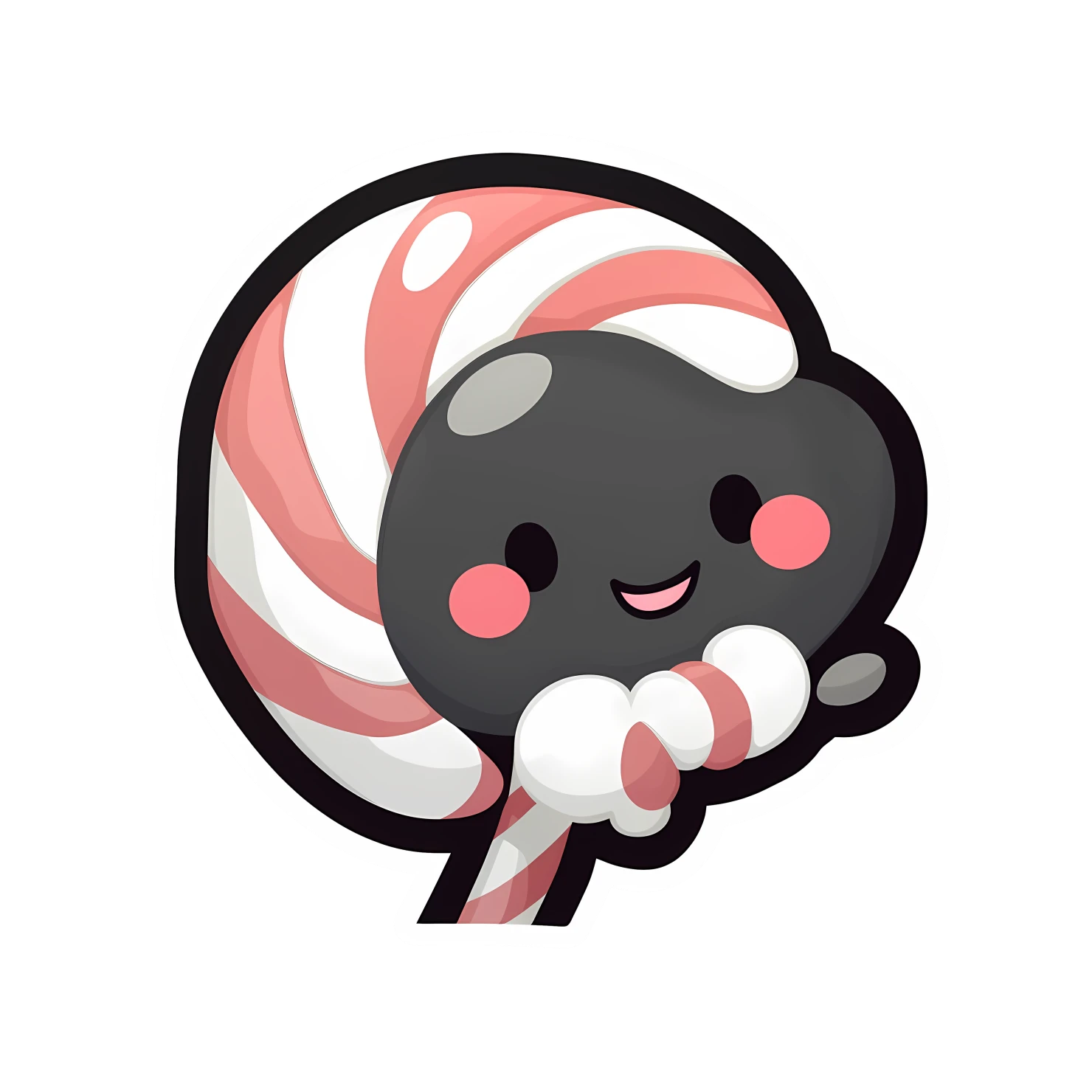 Kawaii candy cane sticker isolated on transparent background #27466