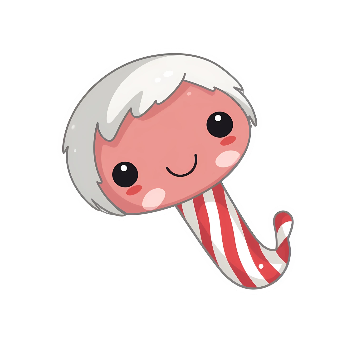 Kawaii candy cane sticker isolated on transparent background #27468