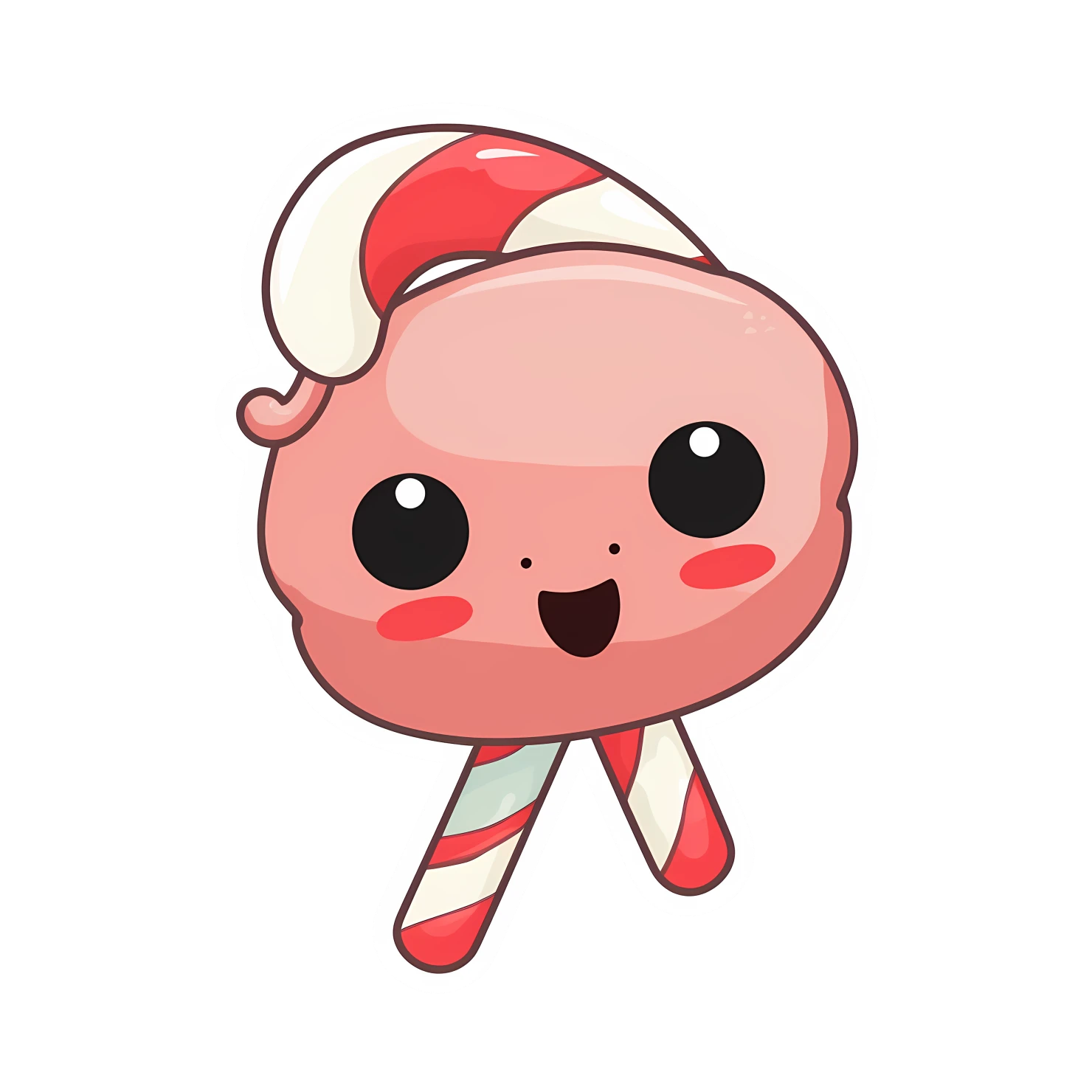 Kawaii candy cane sticker isolated on transparent background #27469