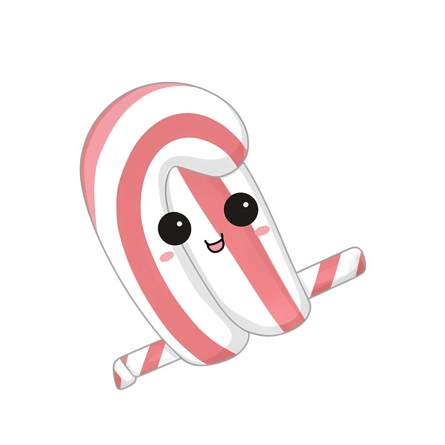 Kawaii candy cane sticker isolated on transparent background #27470