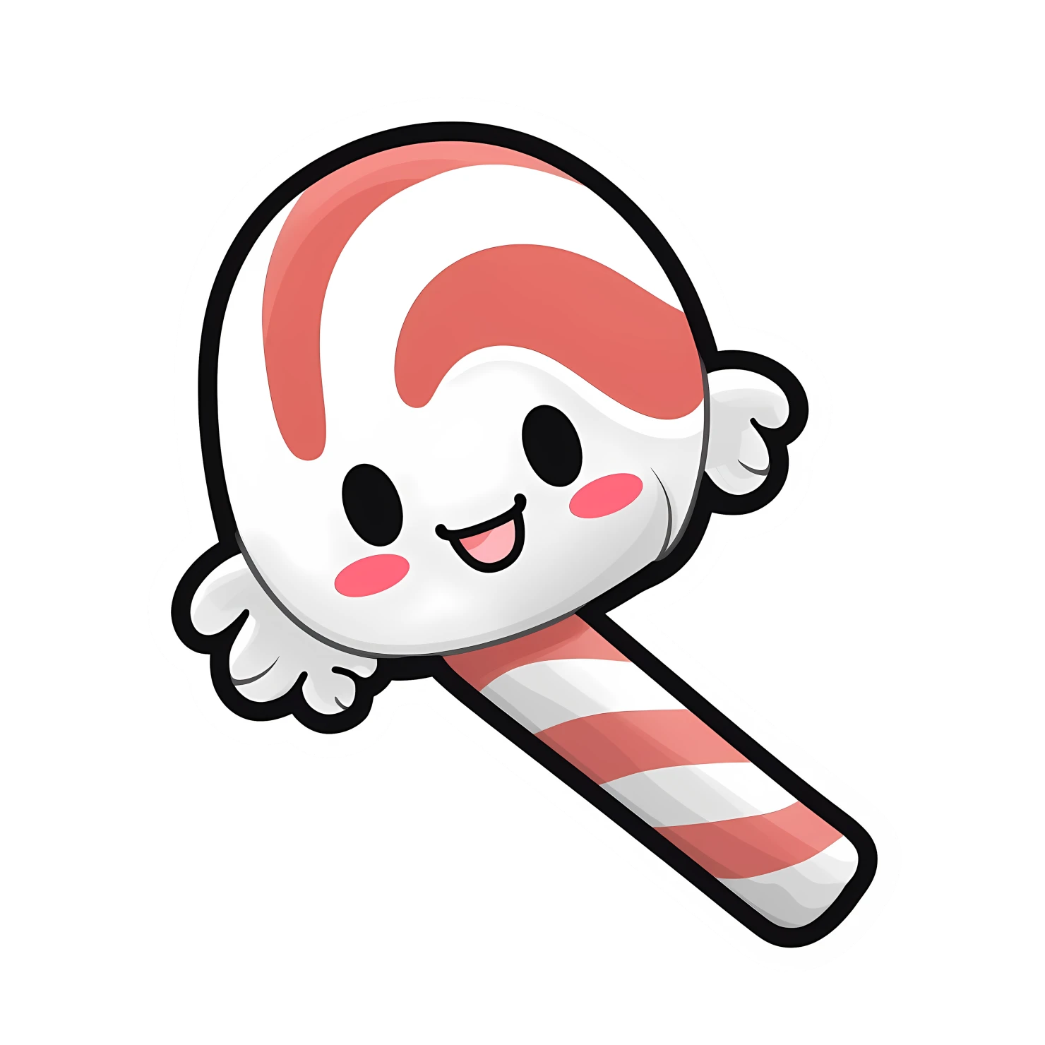Kawaii candy cane sticker isolated on transparent background #27471