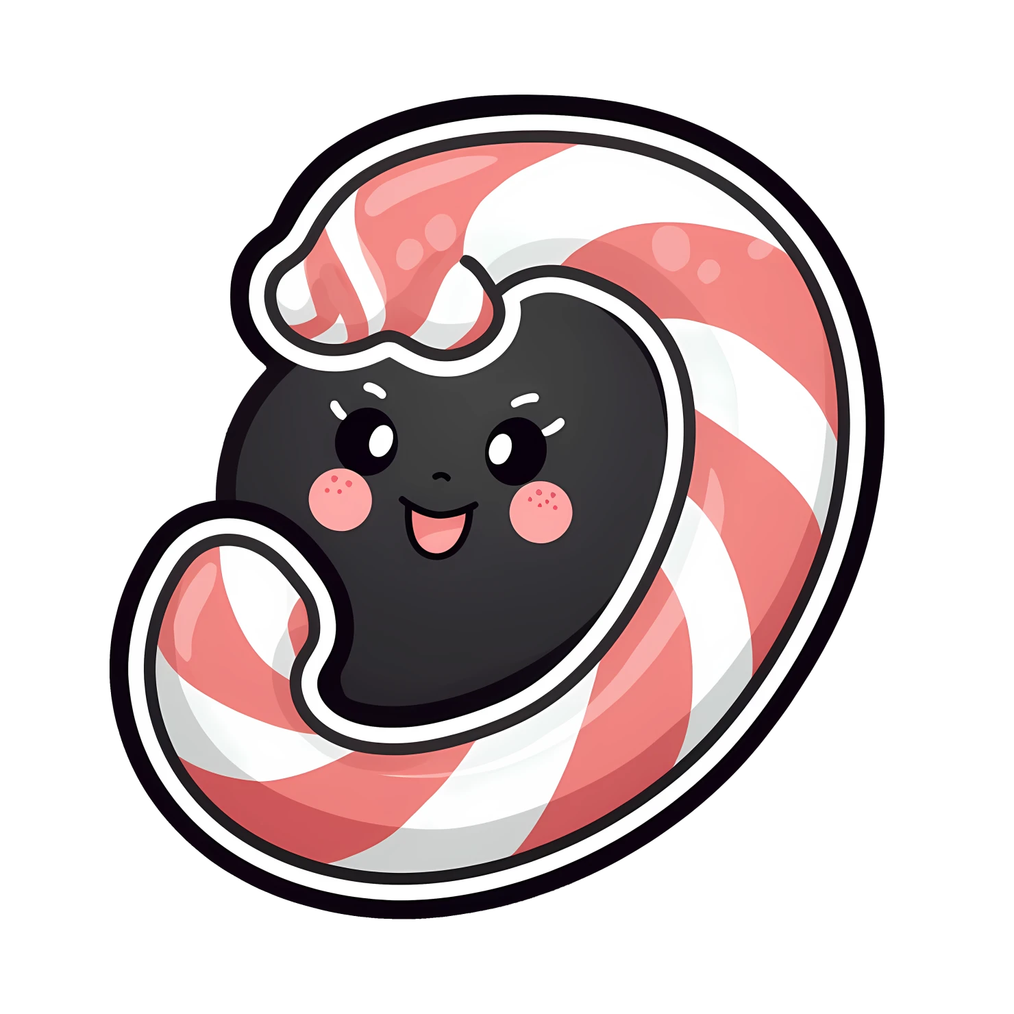 Kawaii candy cane sticker isolated on transparent background #27472