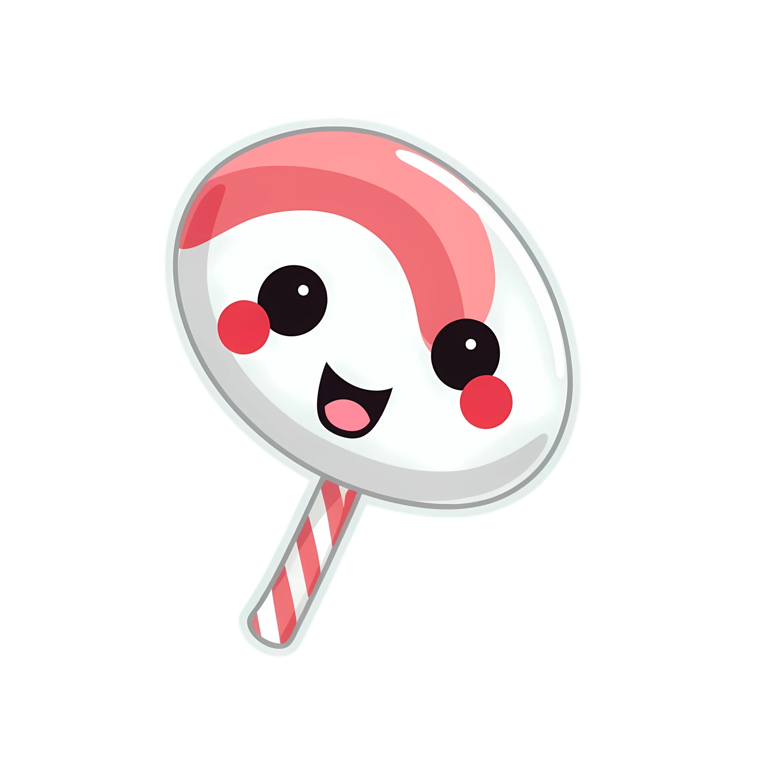 Kawaii candy cane sticker isolated on transparent background #27474