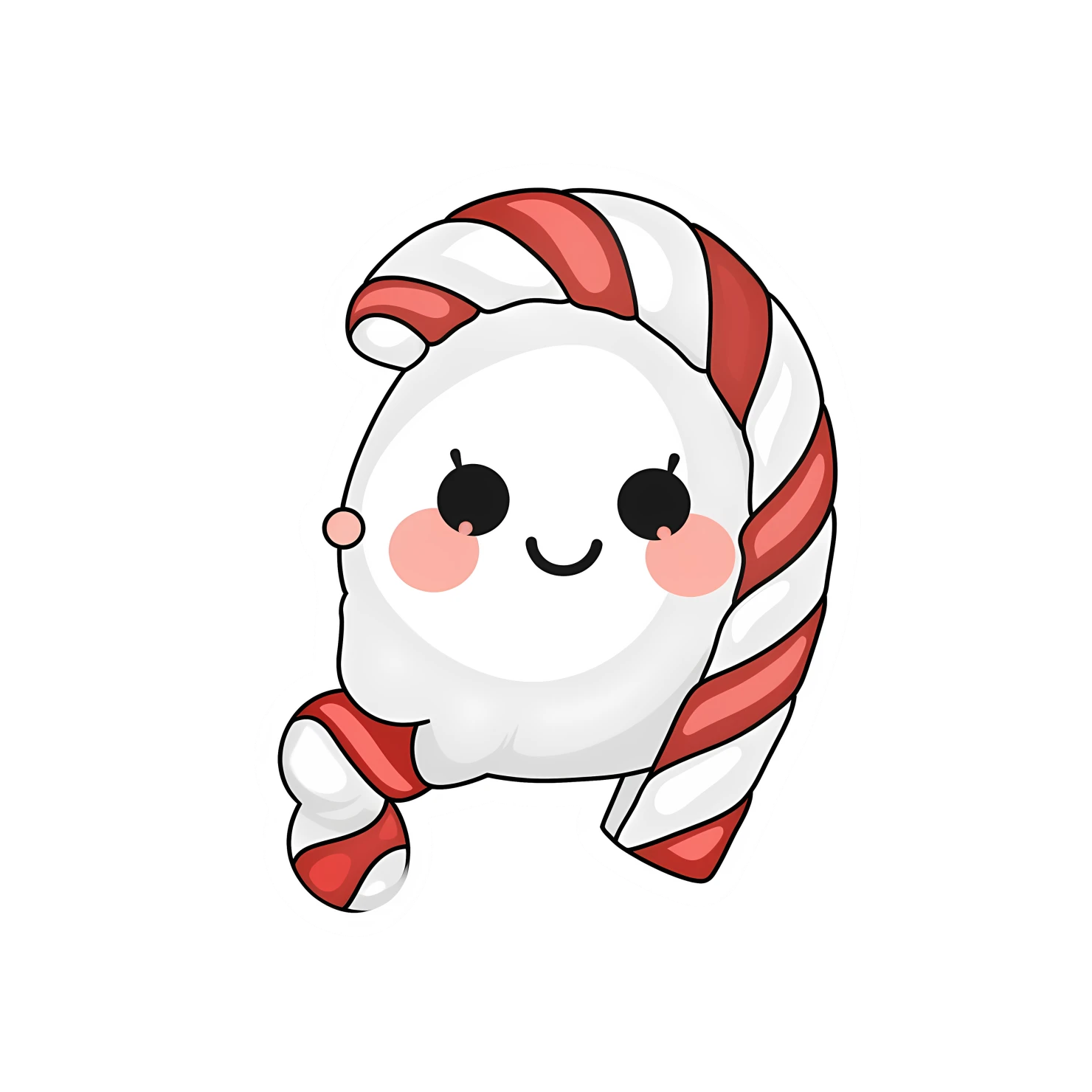 Kawaii candy cane sticker isolated on transparent background #27476