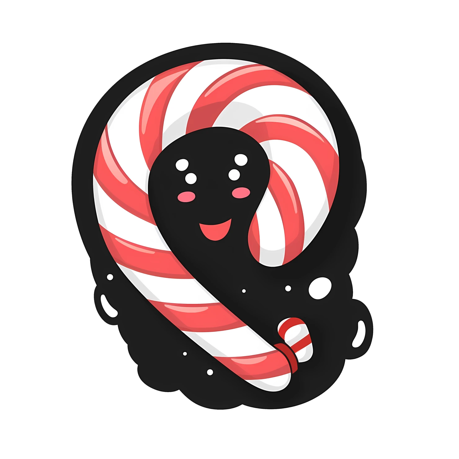 Kawaii candy cane sticker isolated on transparent background #27477
