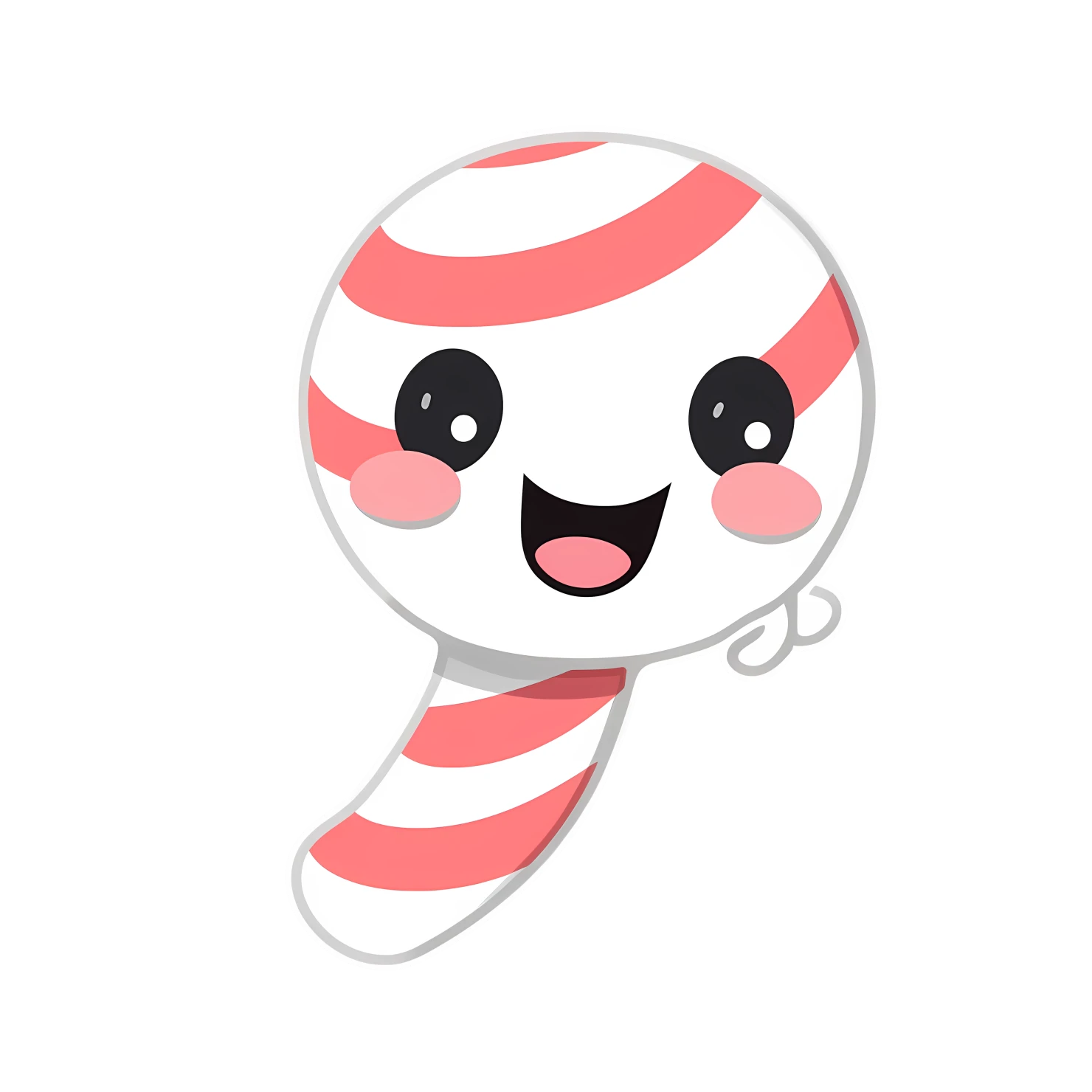 Kawaii candy cane sticker isolated on transparent background #27479