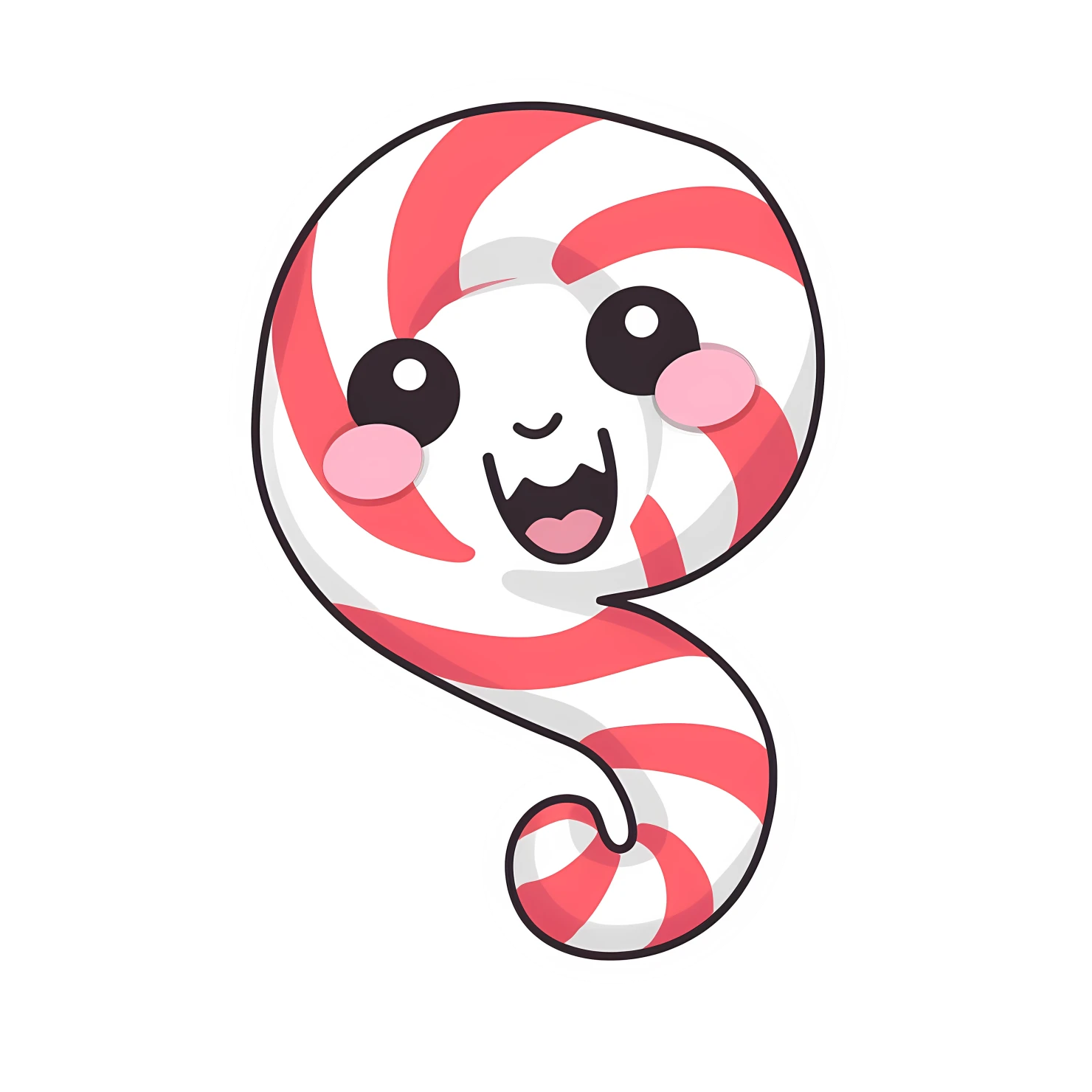 Kawaii candy cane sticker isolated on transparent background #27480