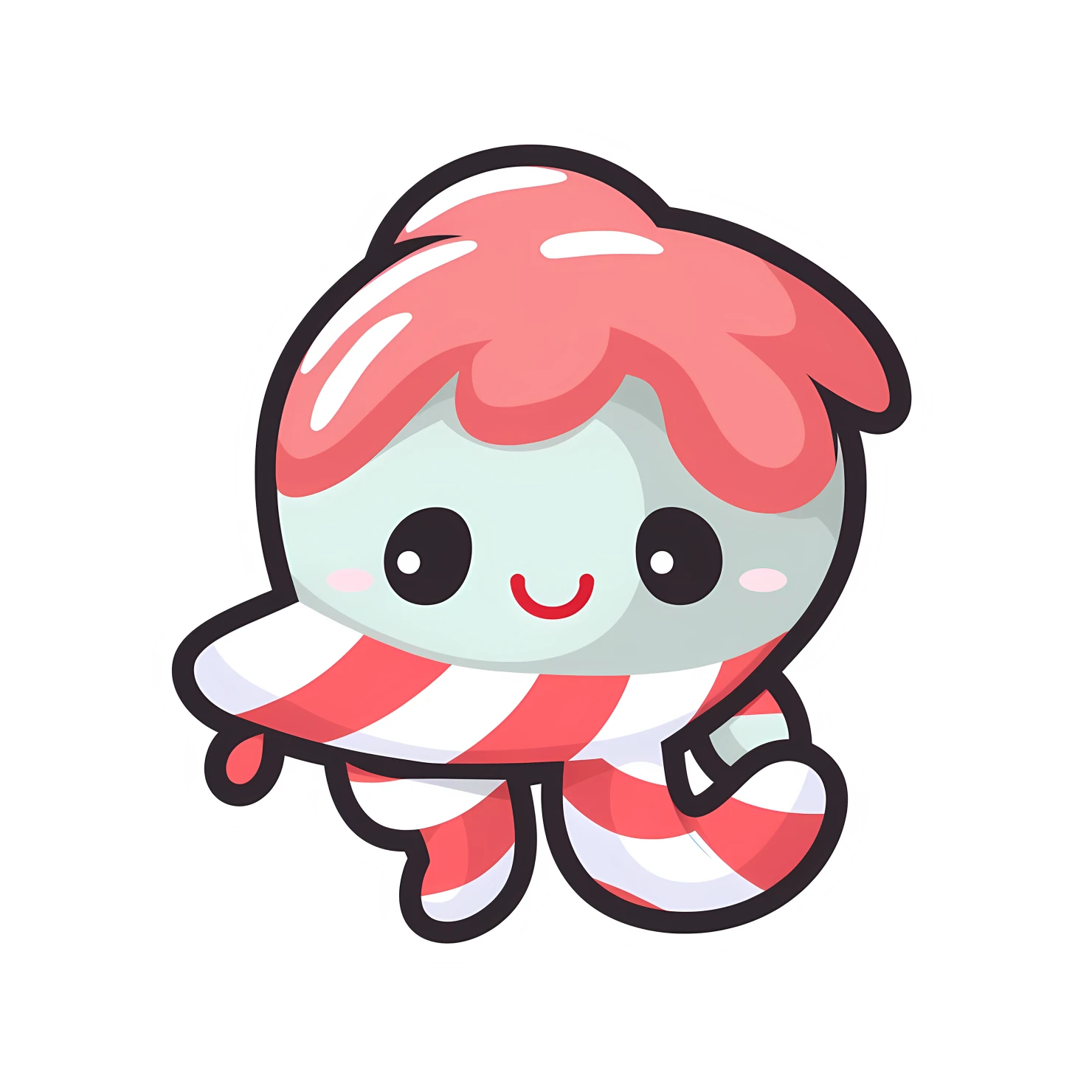 Kawaii candy cane sticker isolated on transparent background #27481