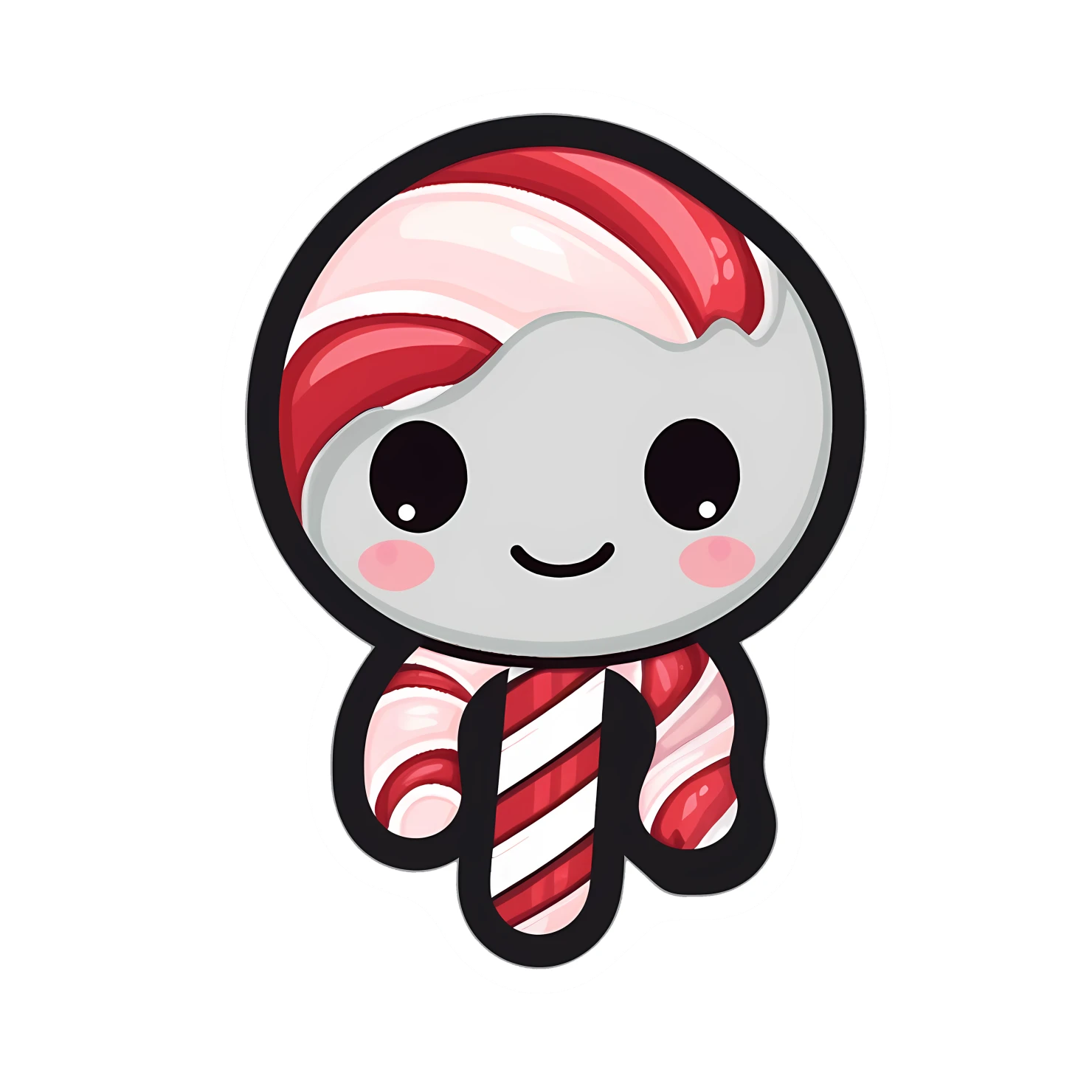 Kawaii candy cane sticker isolated on transparent background #27482