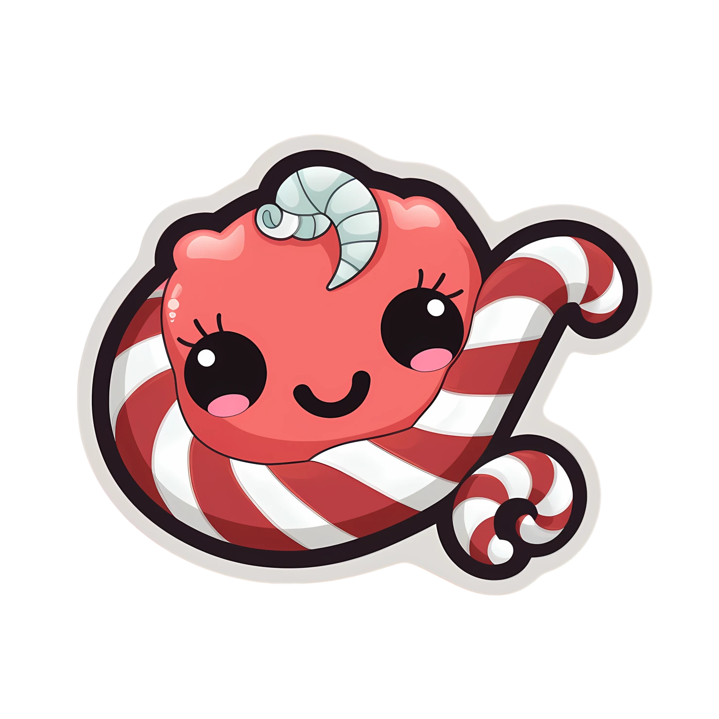Kawaii candy cane sticker isolated on transparent background #27484