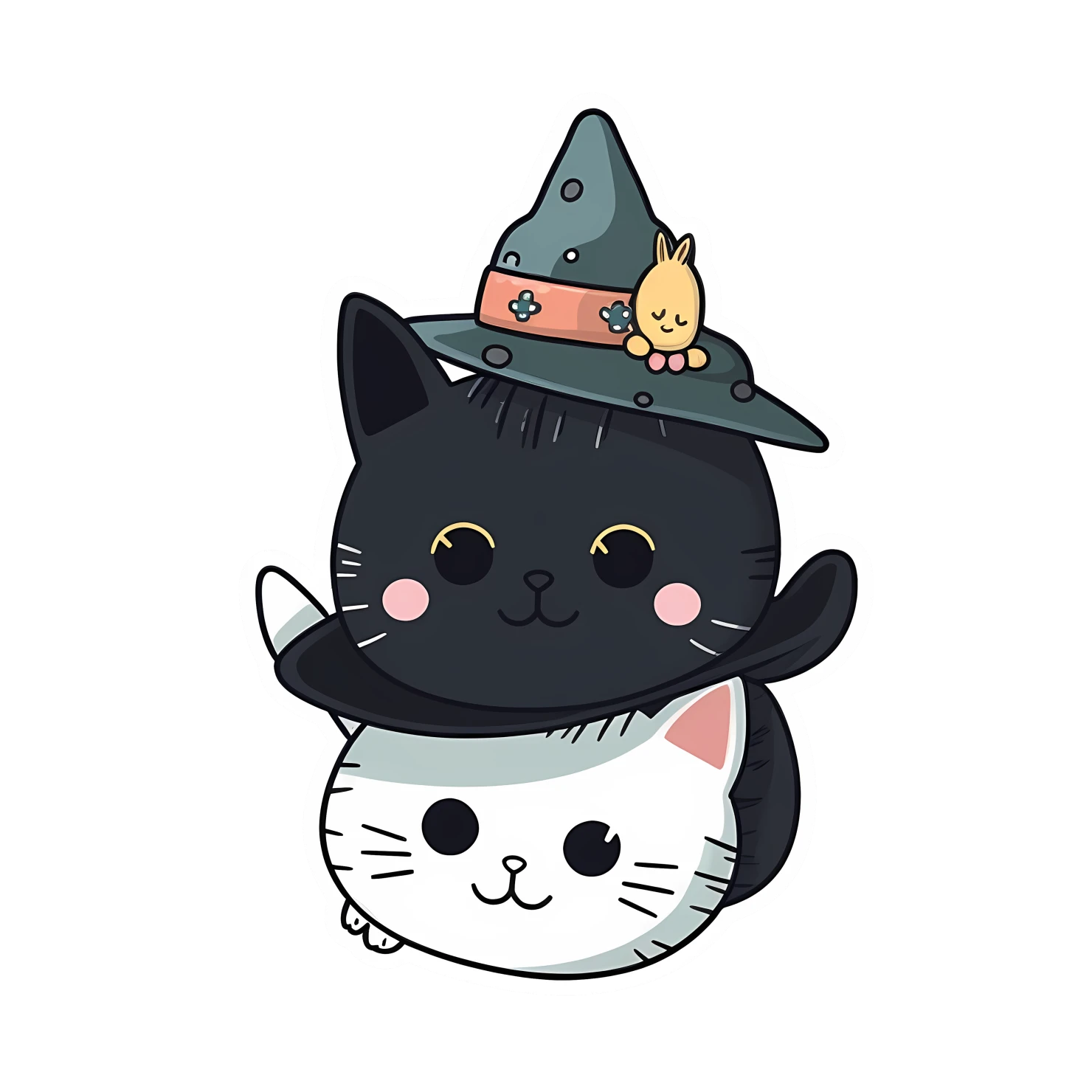 Kawaii cats in hat sticker isolated on transparent background #27518