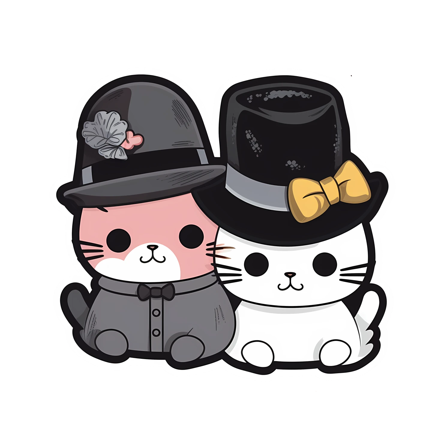 Kawaii cats in hat sticker isolated on transparent background #27527