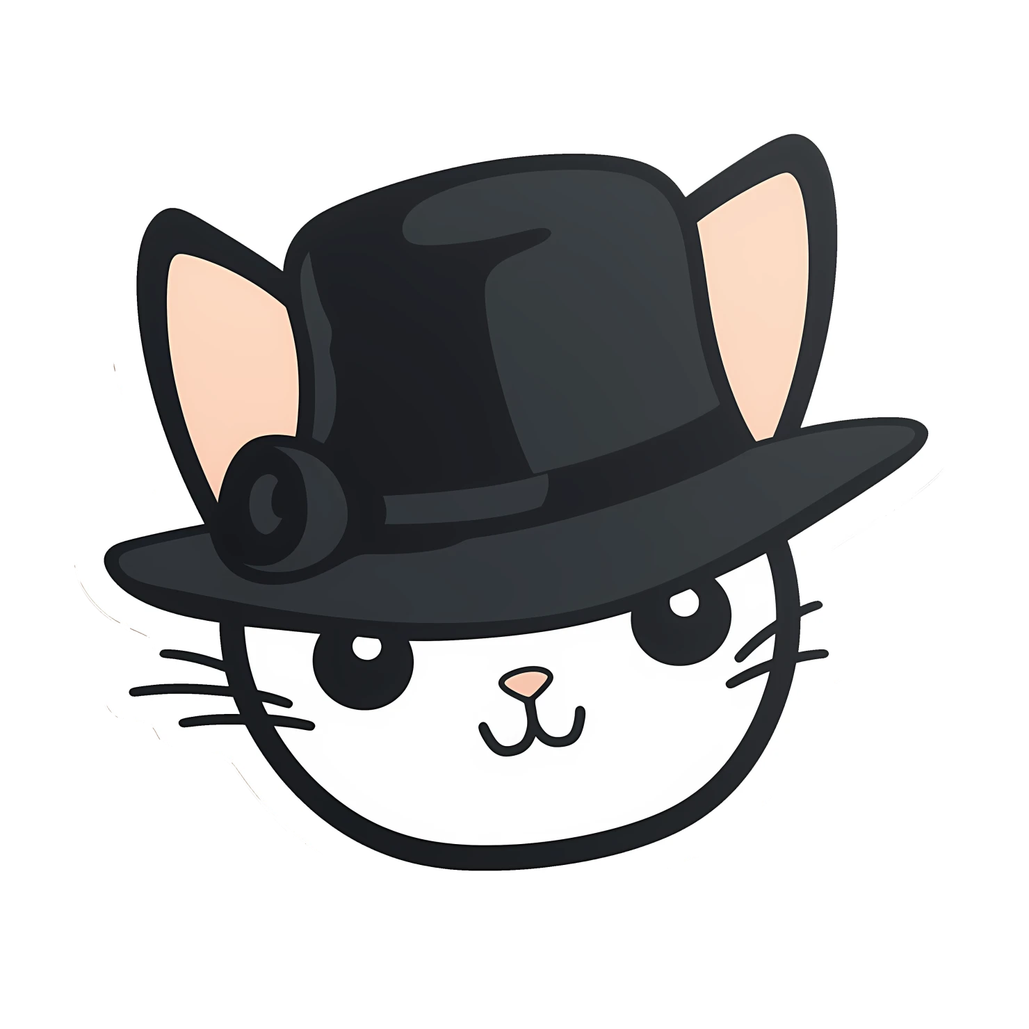 Kawaii cats in hat sticker isolated on transparent background #27533