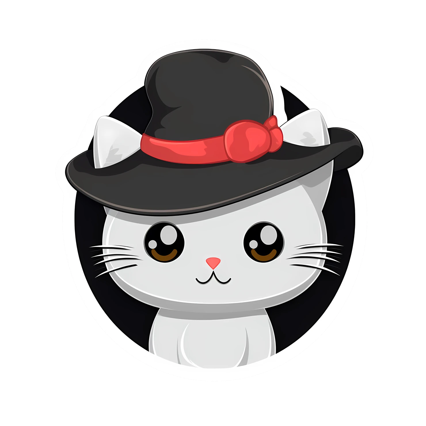 Kawaii cats in hat sticker isolated on transparent background #27537