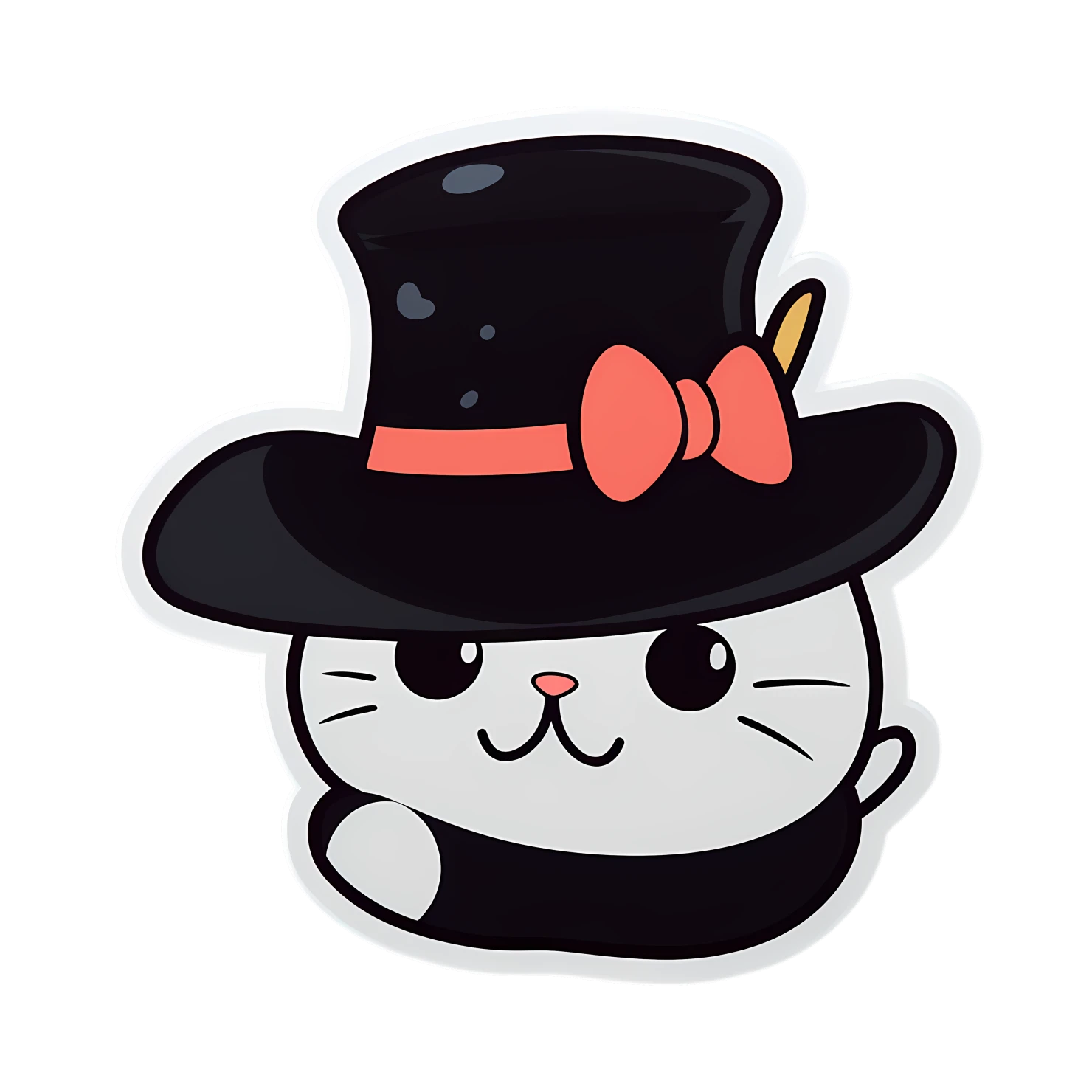 Kawaii cats in hat sticker isolated on transparent background #27541