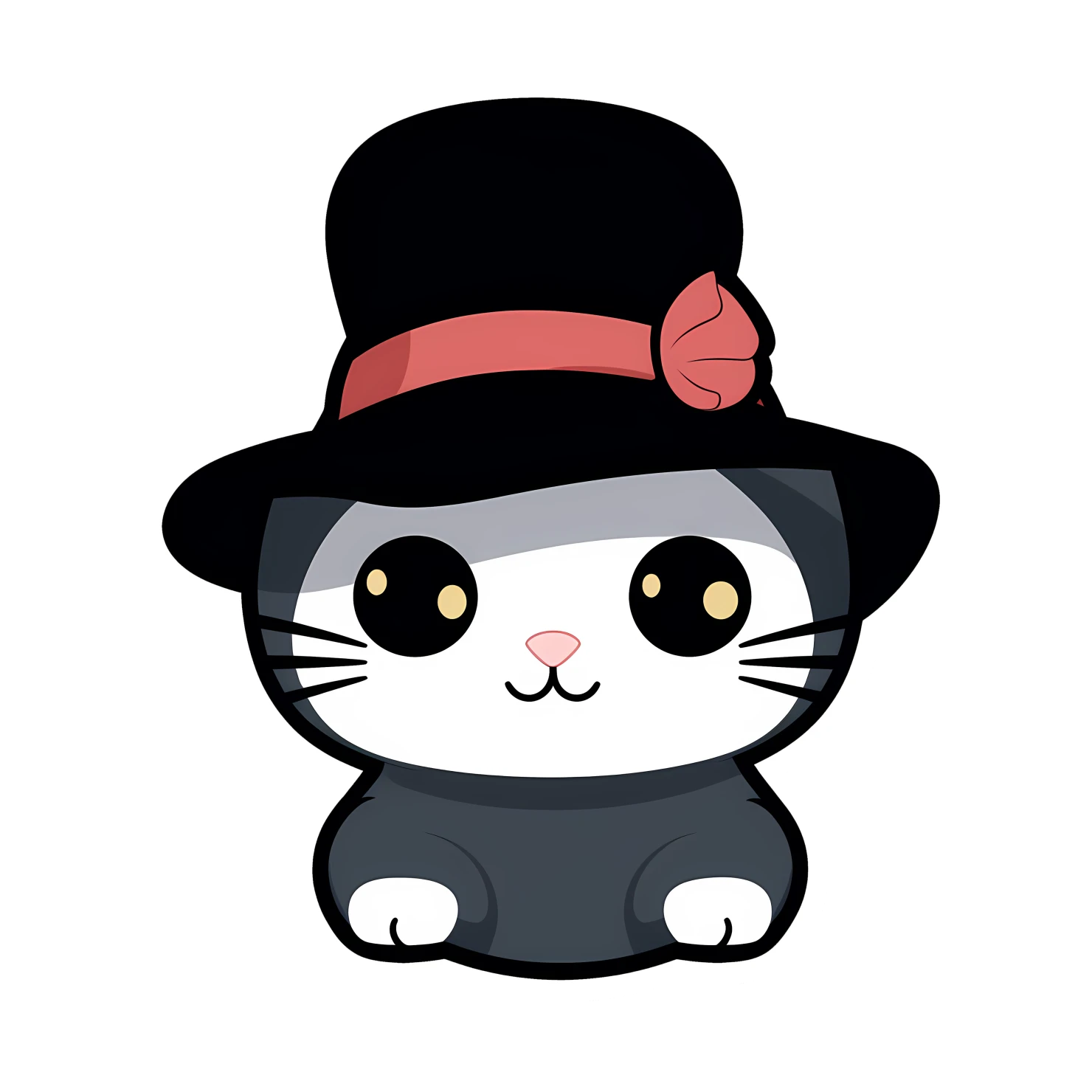 Kawaii cats in hat sticker isolated on transparent background #27542
