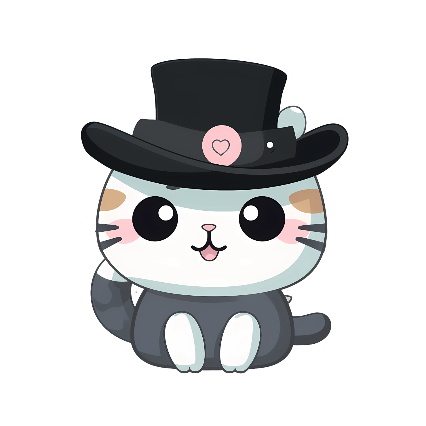 Kawaii cats in hat sticker isolated on transparent background #27545