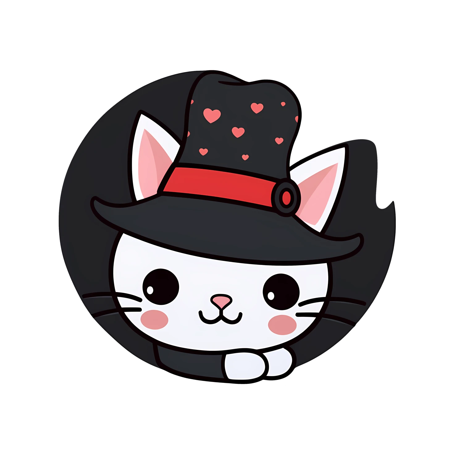 Kawaii cats in hat sticker isolated on transparent background #27547