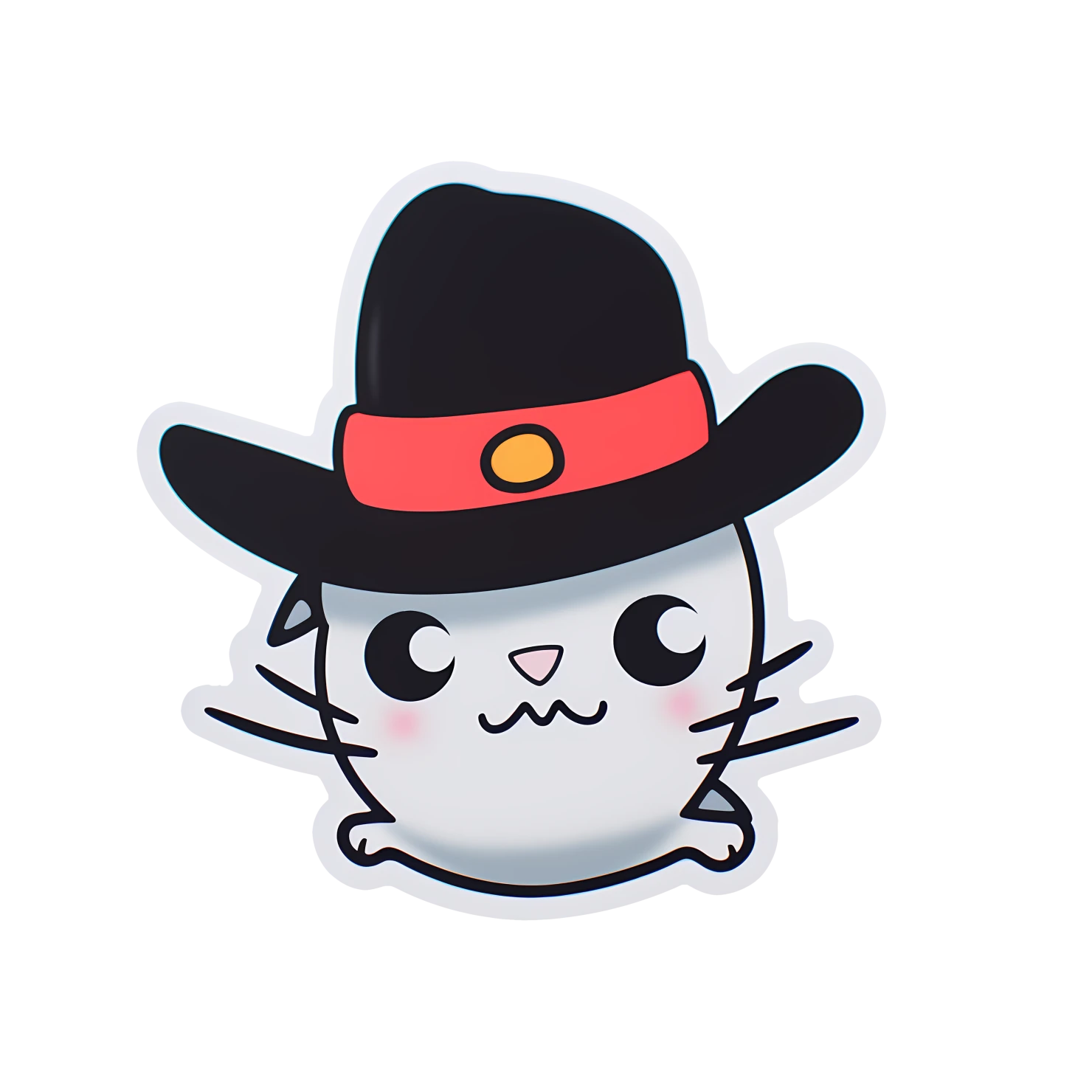 Kawaii cats in hat sticker isolated on transparent background #27549