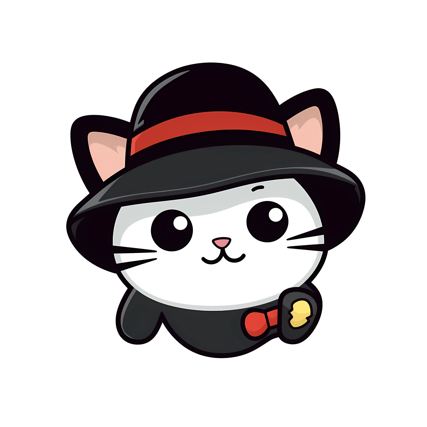 Kawaii cats in hat sticker isolated on transparent background #27551