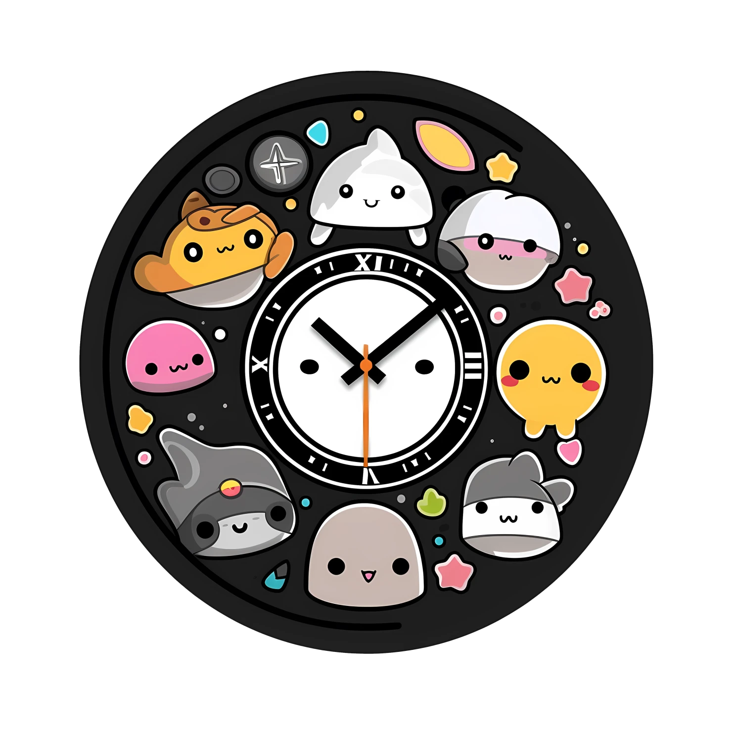 Kawaii clock sticker isolated on transparent background #27597