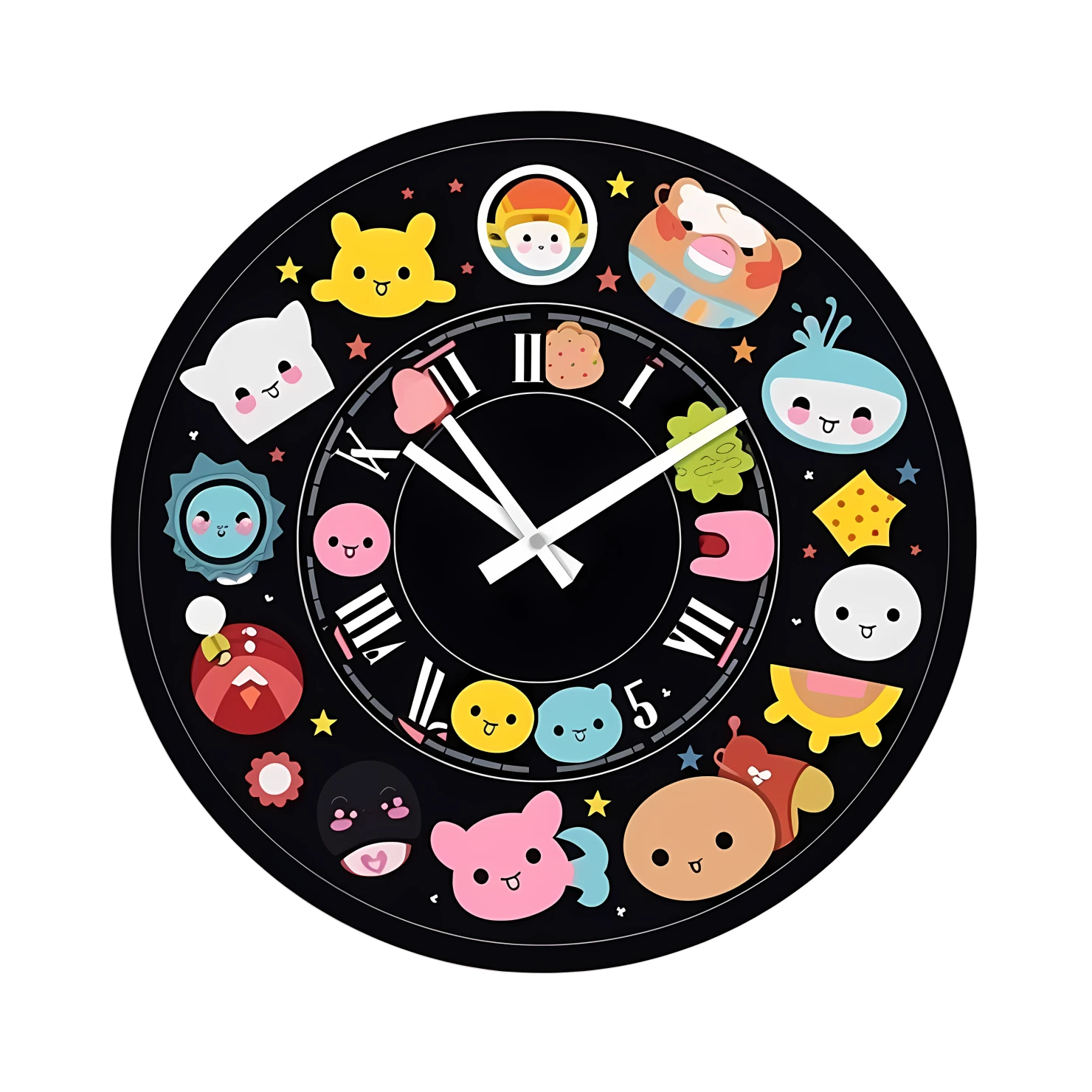 Kawaii clock sticker isolated on transparent background #27598