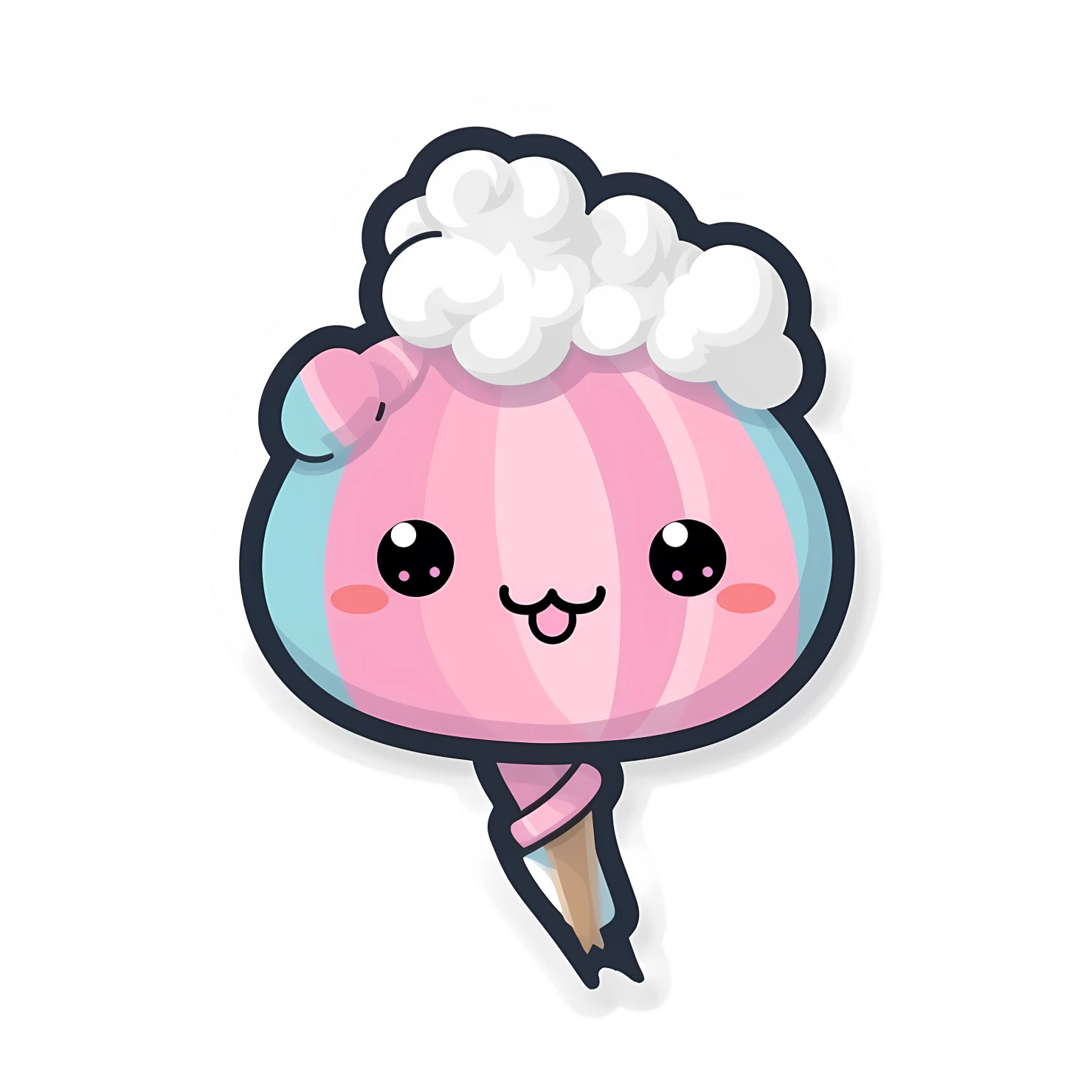 Kawaii cotton candy sticker isolated on transparent background #27639