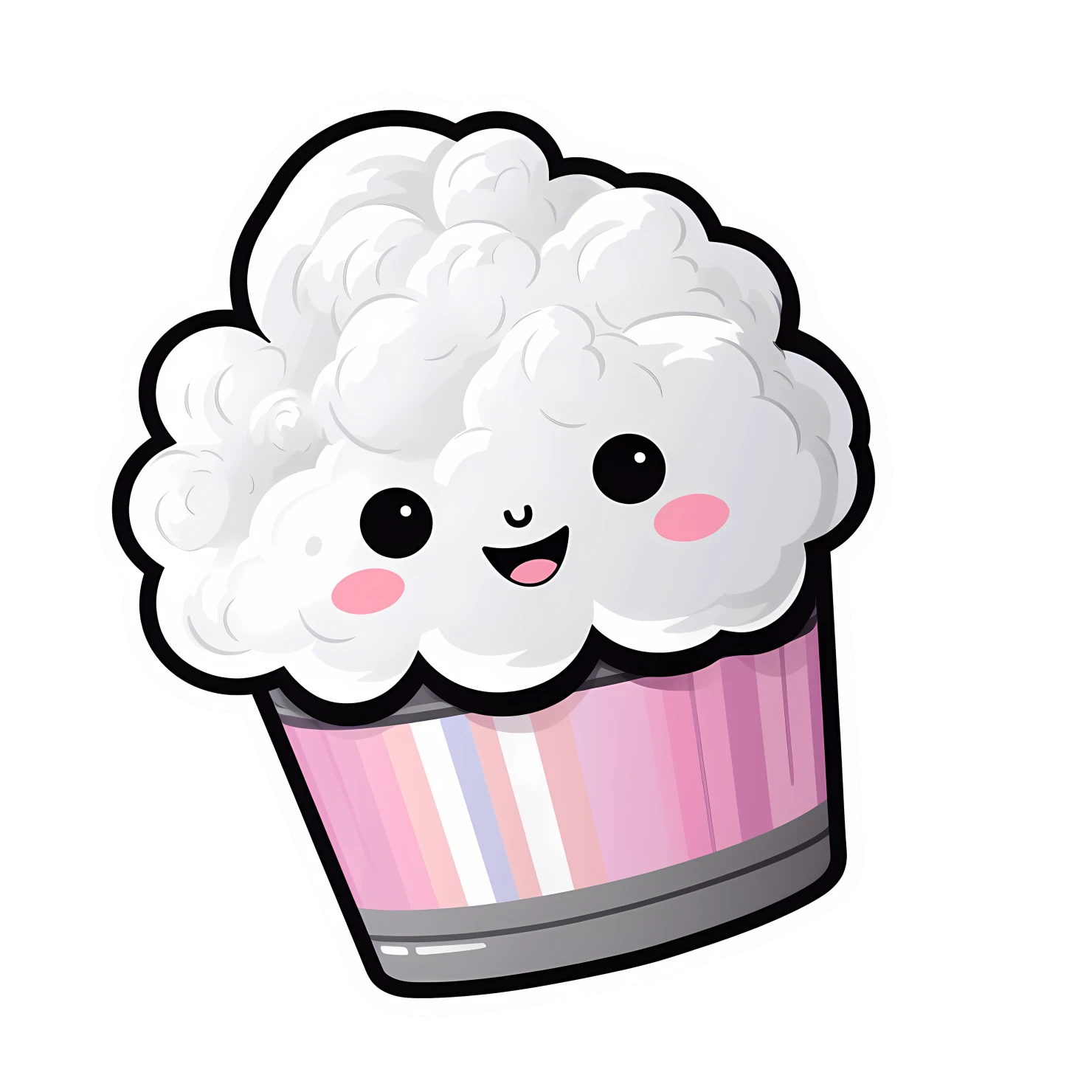 Kawaii cotton candy sticker isolated on transparent background #27643