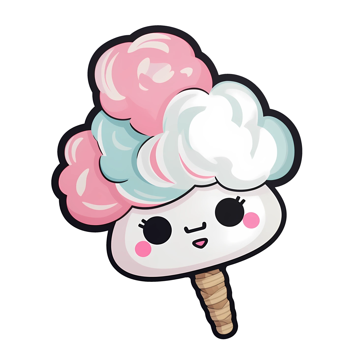 Kawaii cotton candy sticker isolated on transparent background #27644
