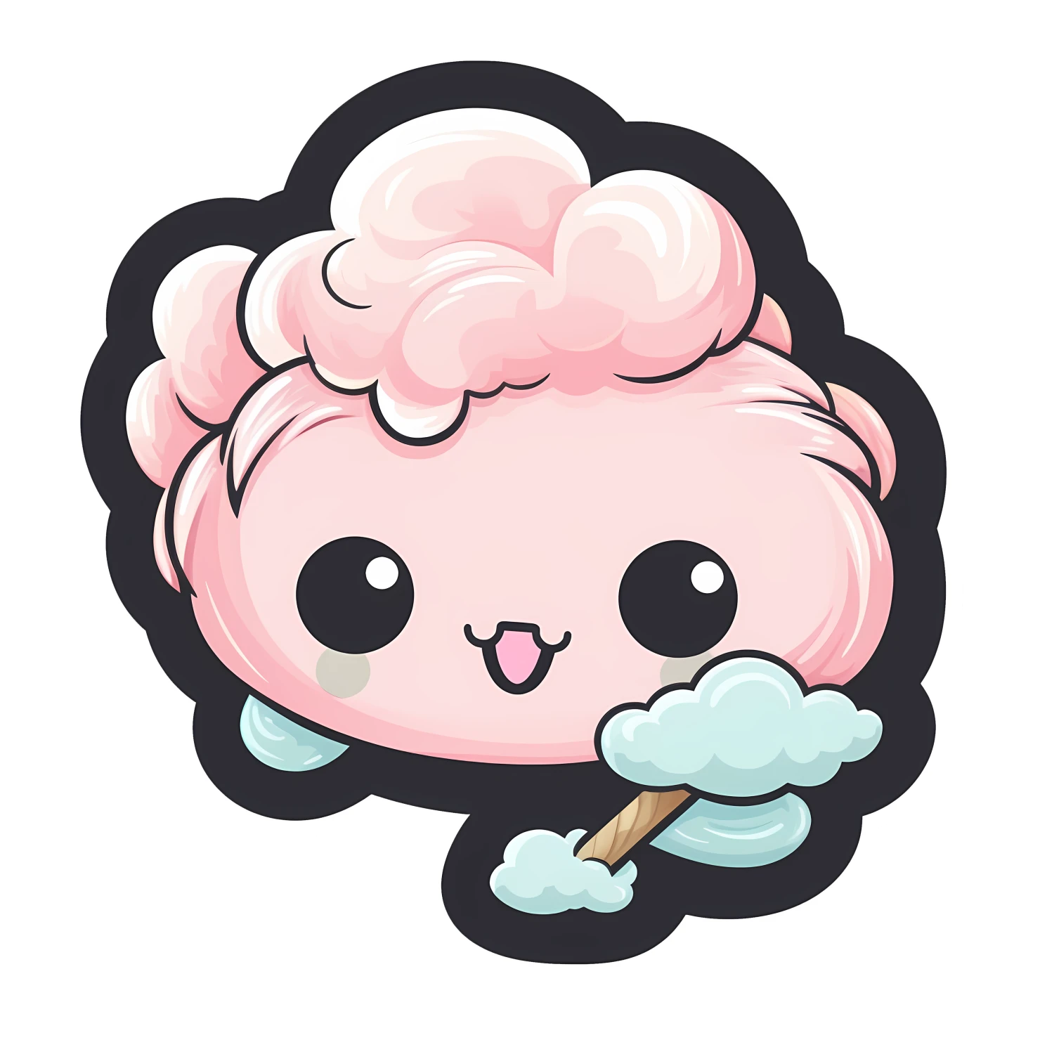 Kawaii cotton candy sticker isolated on transparent background #27646